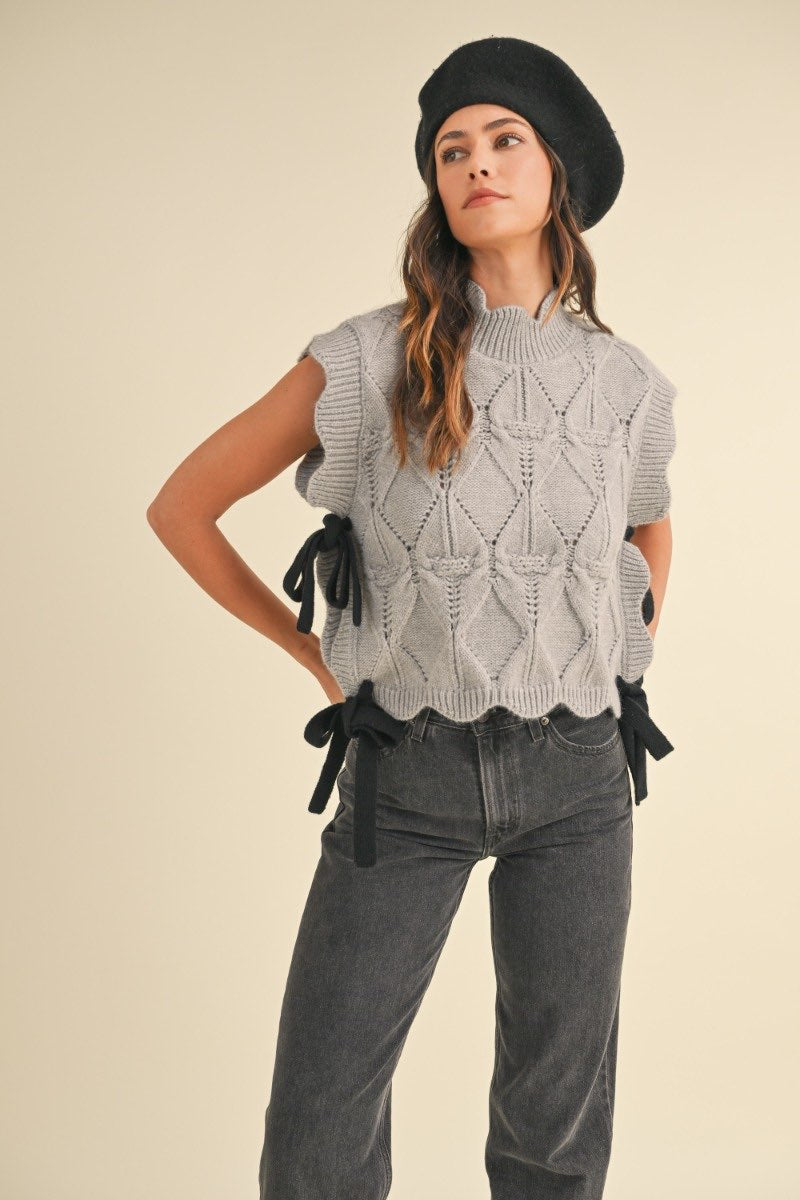 Nellie Grey Contrast Tie Sweater Vest - FINAL SALE