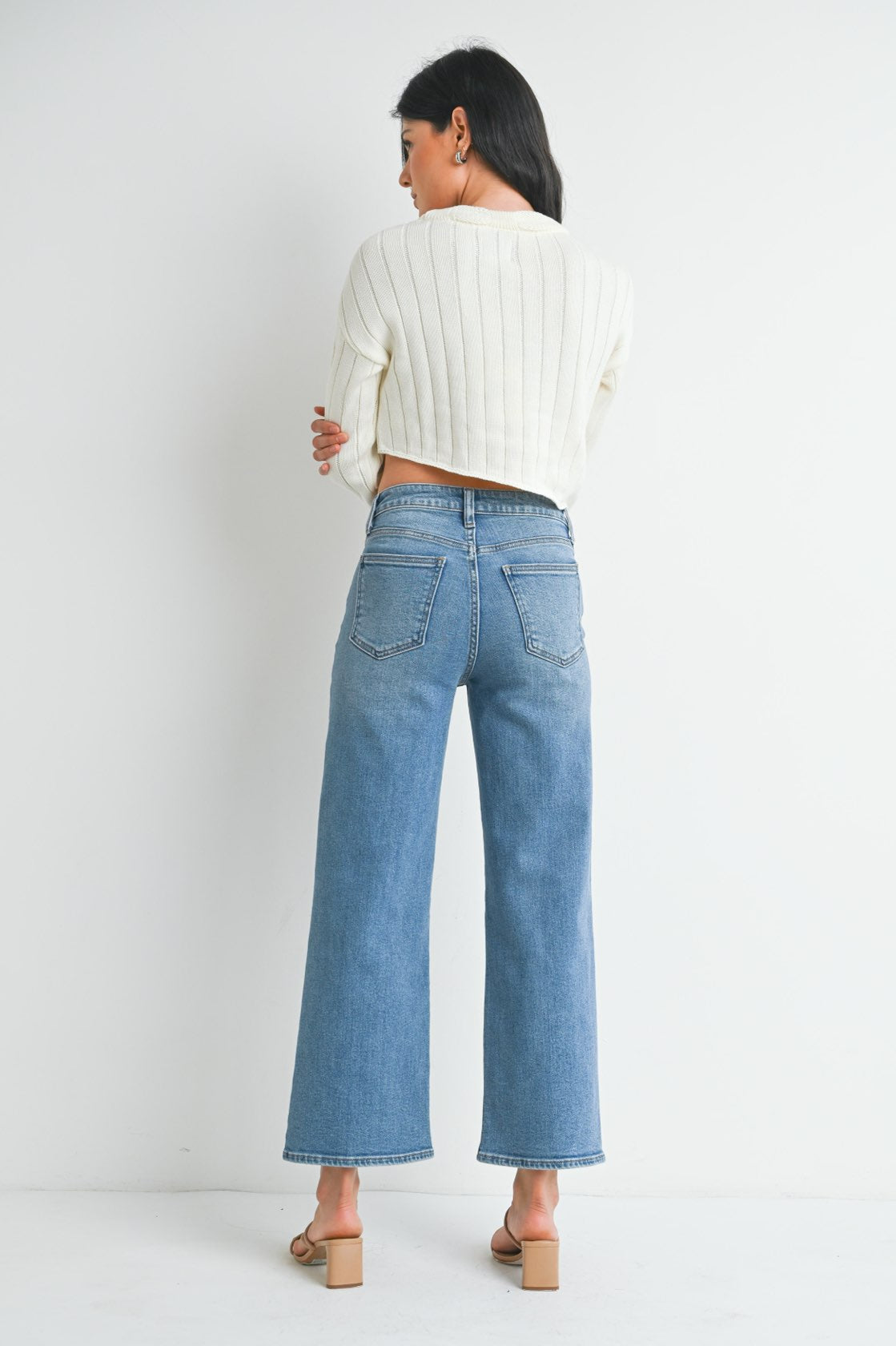 Laina Medium Wash Slim Wide Leg Denim - FINAL SALE