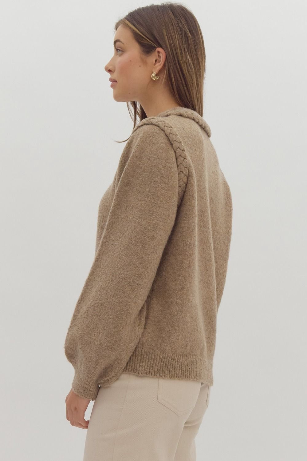 Carri Mocha Braid Detail Sweater - FINAL SALE