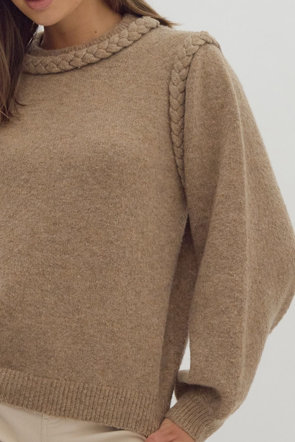Carri Mocha Braid Detail Sweater - FINAL SALE