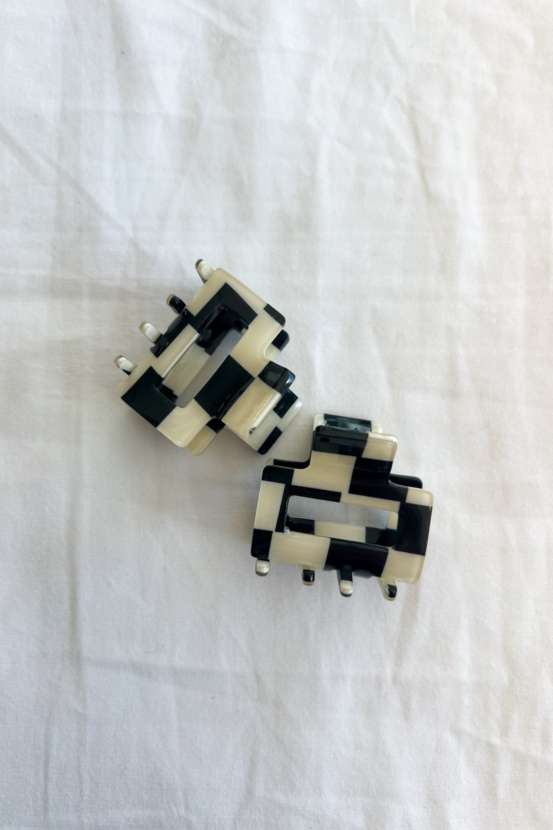 Delaney Ivory Checkered Mini Claw Clip Set - FINAL SALE