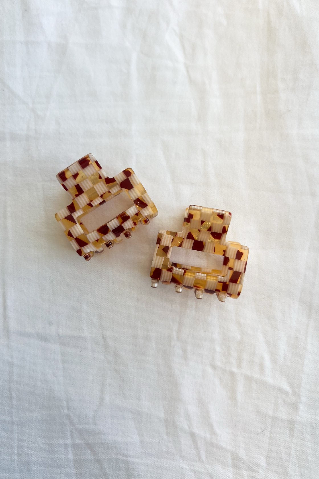 Delaney Brown Checkered Mini Claw Clip Set - FINAL SALE