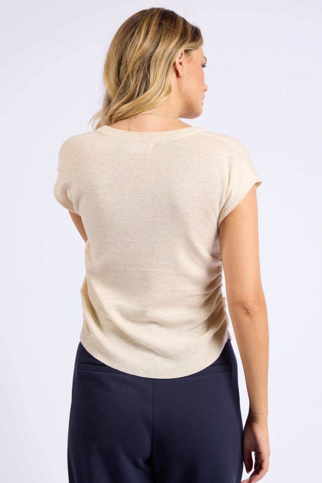 Haylie Oatmeal Side Ruched Top