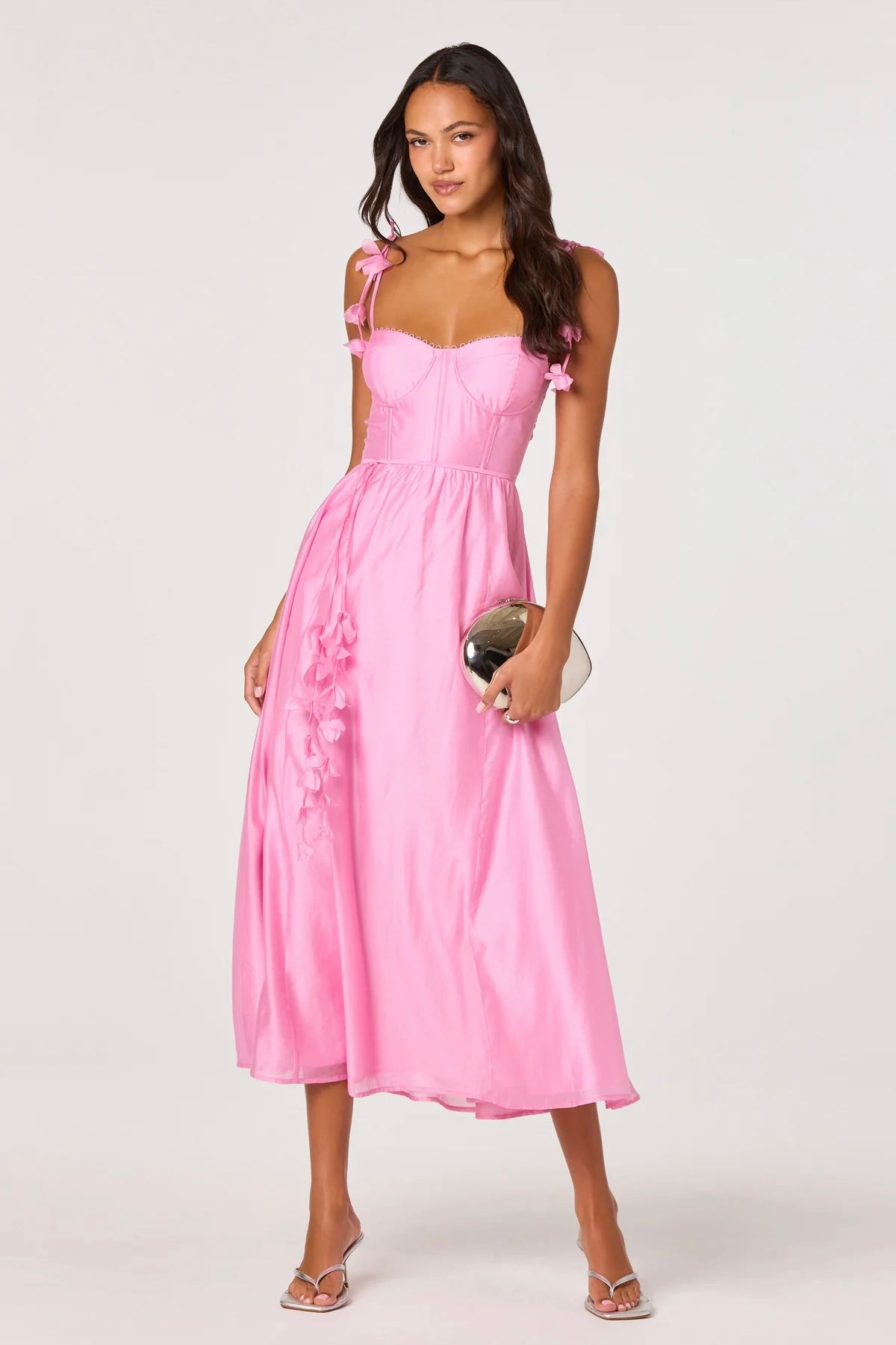 Halcyon Pink Appliqué Midi Dress