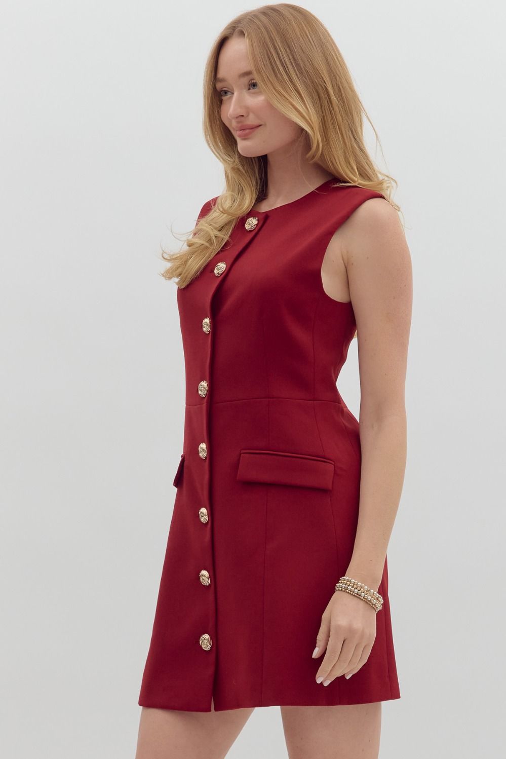 Darla Burgundy Fitted Sleeveless Dress