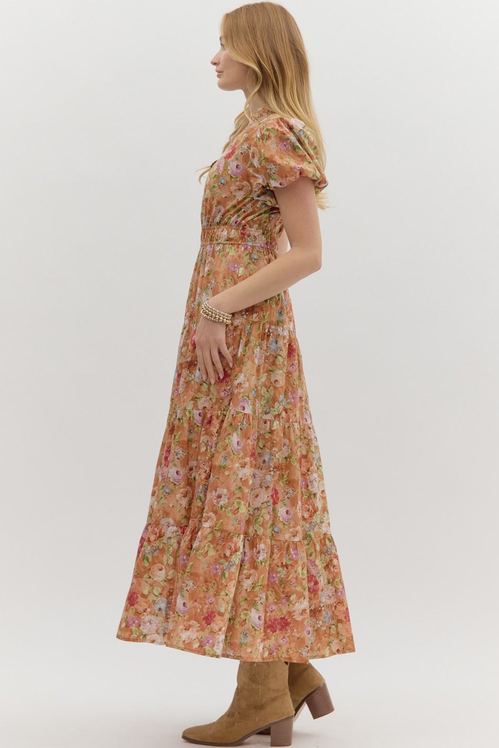 Britton Terracotta Floral Maxi Dress