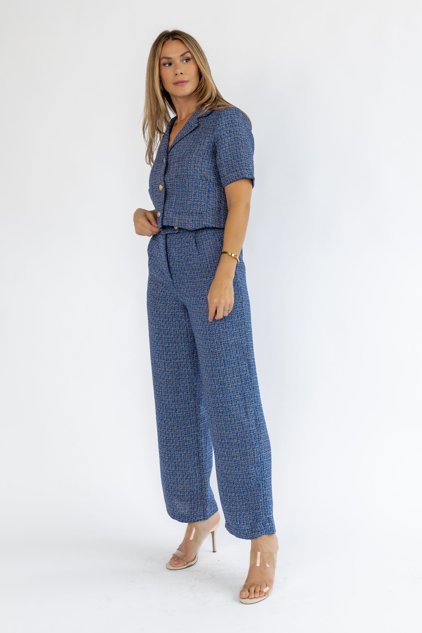 Calista Blue Tweed Set - FINAL SALE