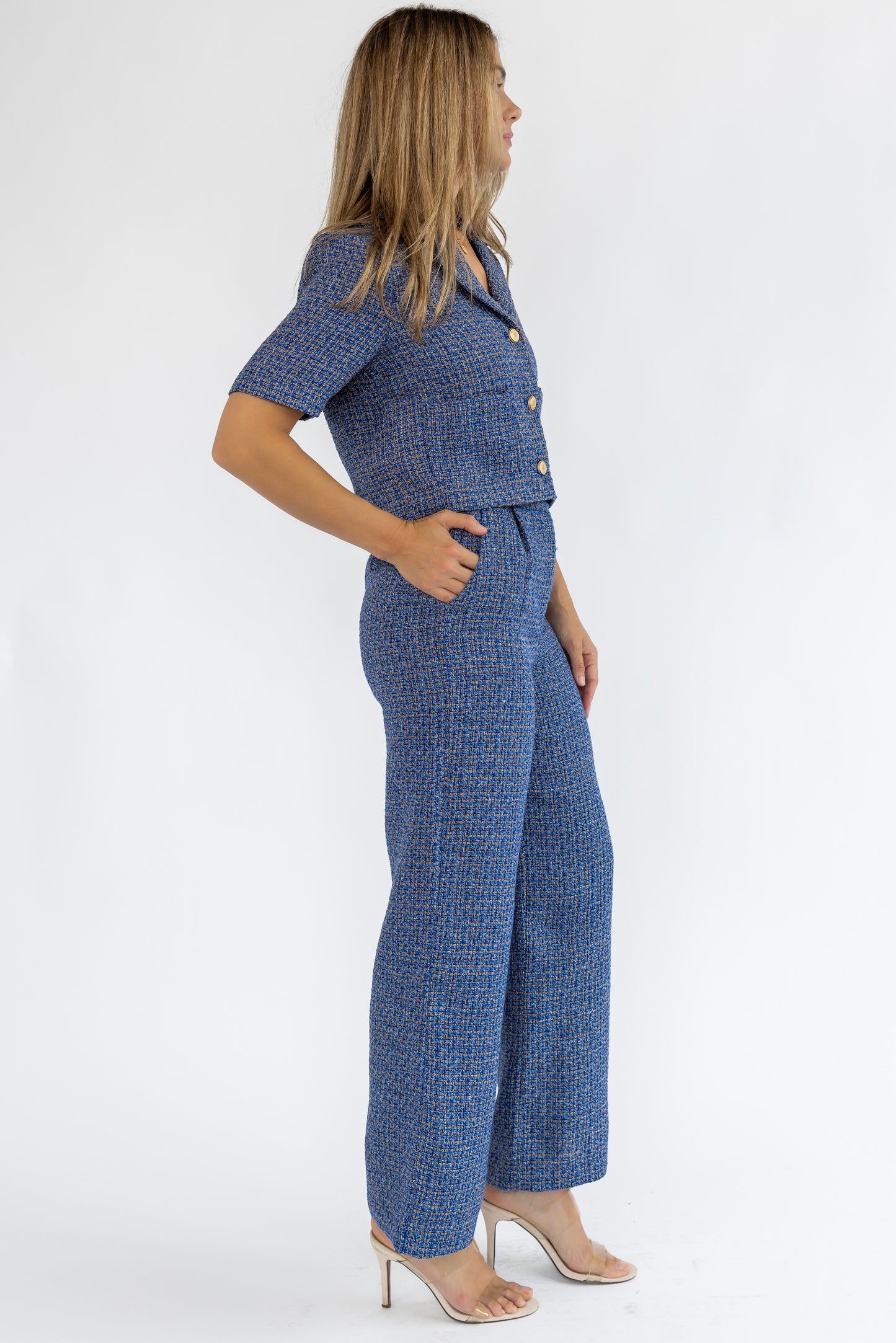 Calista Blue Tweed Set - FINAL SALE
