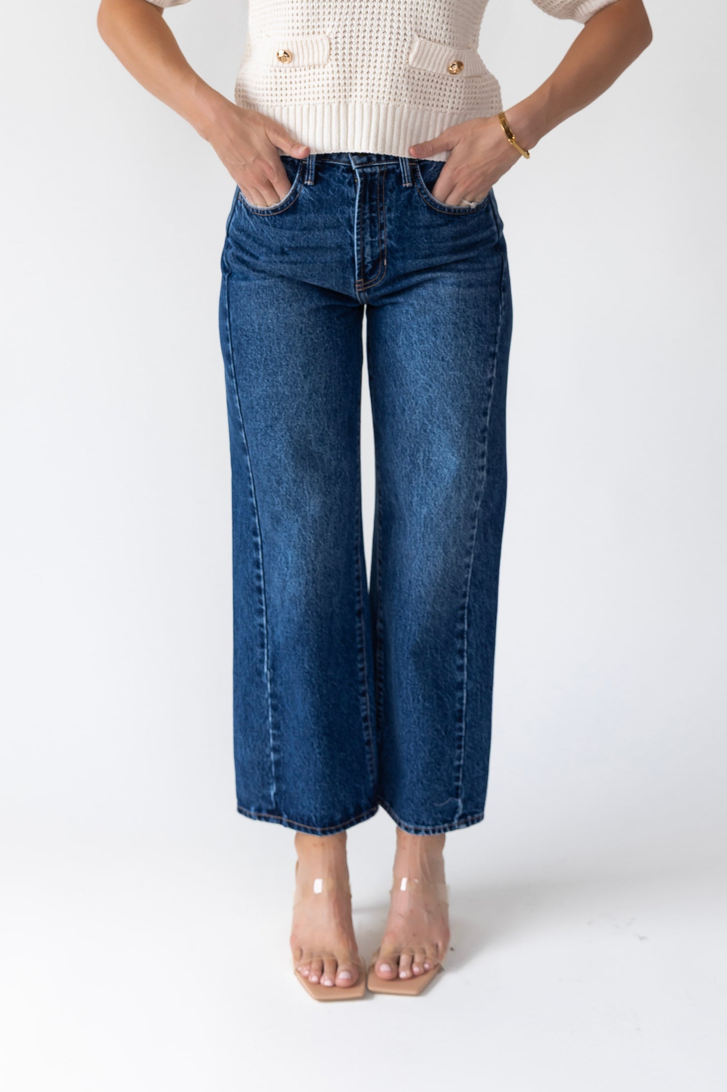 Nicolete Dark Wash Barrel Denim
