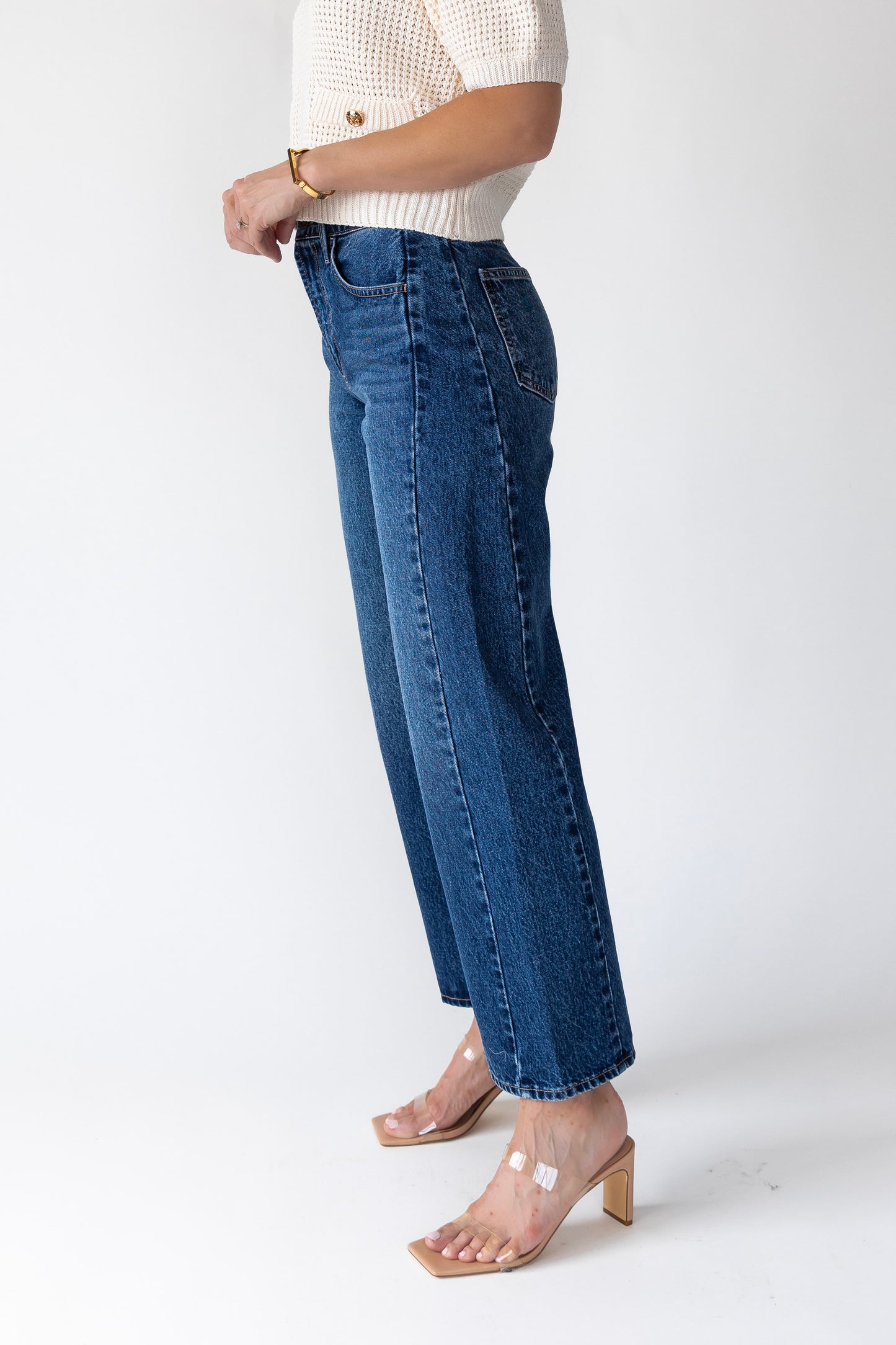 Nicolete Dark Wash Barrel Denim