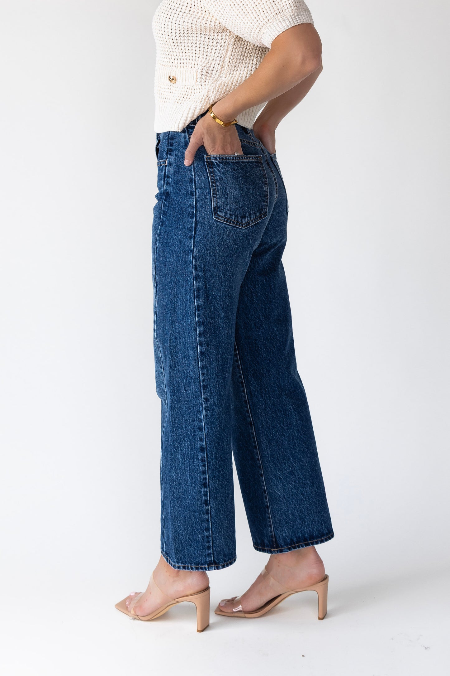 Nicolete Dark Wash Barrel Denim