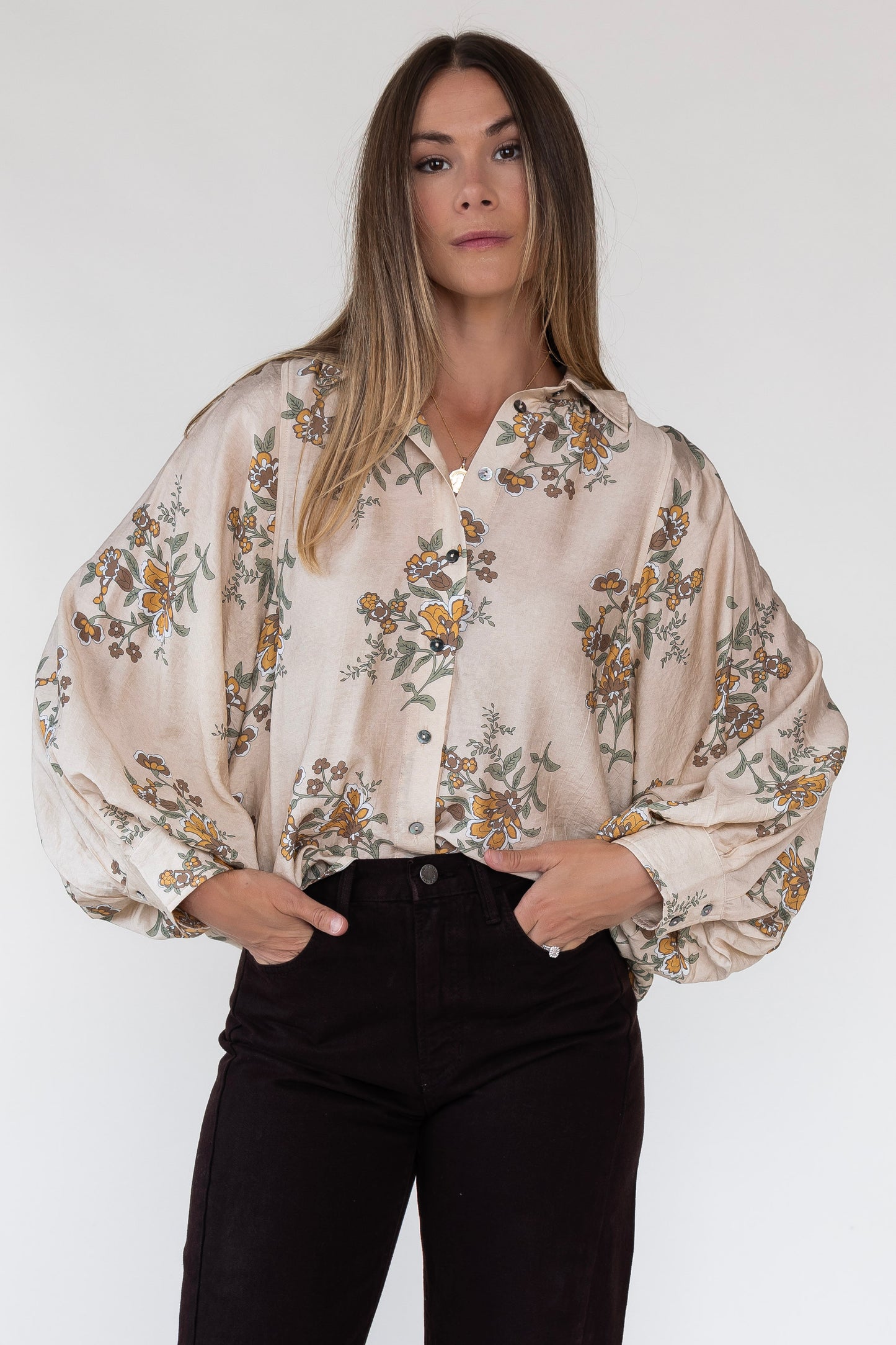 Maribel Cream Floral Print Top