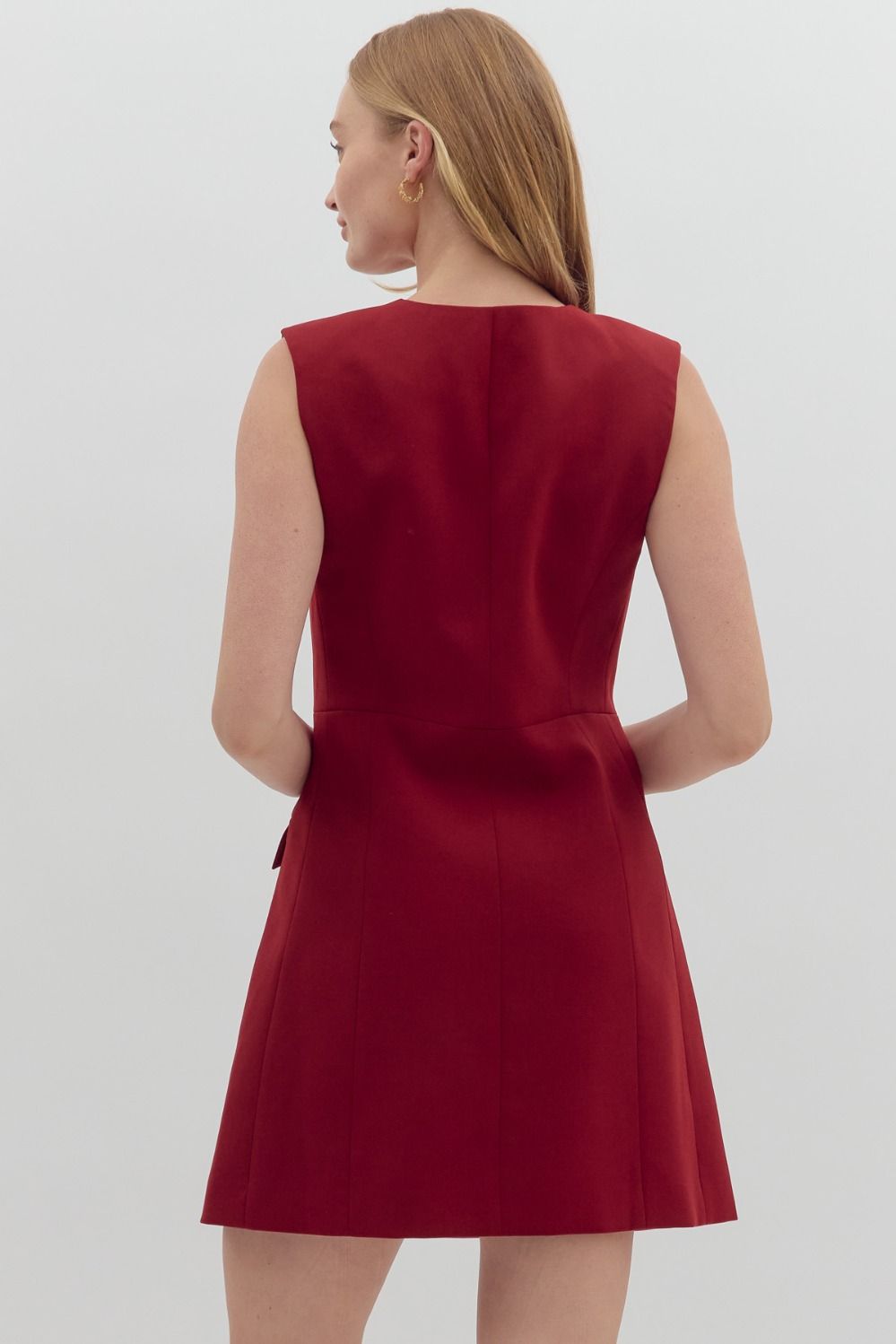 Darla Burgundy Fitted Sleeveless Dress