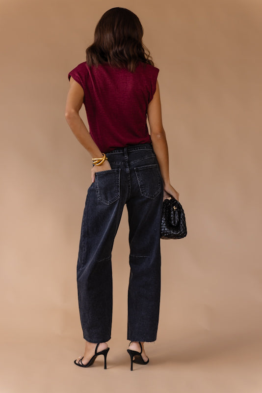 Tovah Washed Black Barrel Denim