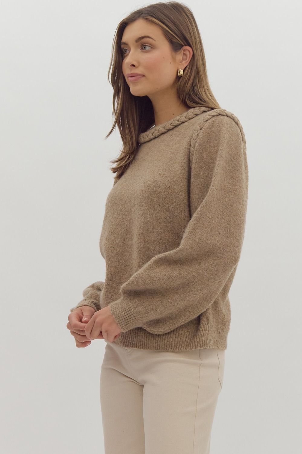 Carri Mocha Braid Detail Sweater - FINAL SALE