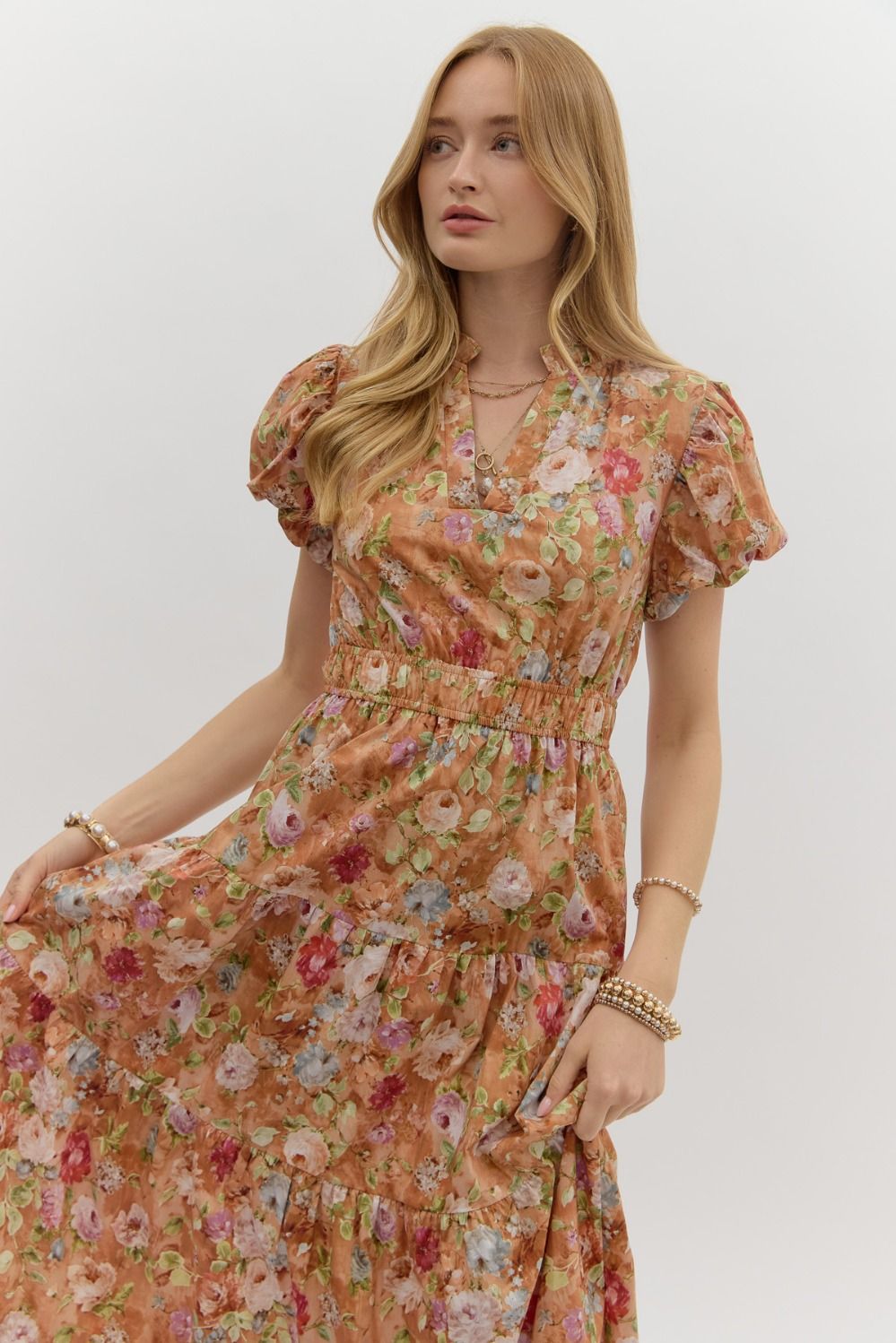 Britton Terracotta Floral Maxi Dress