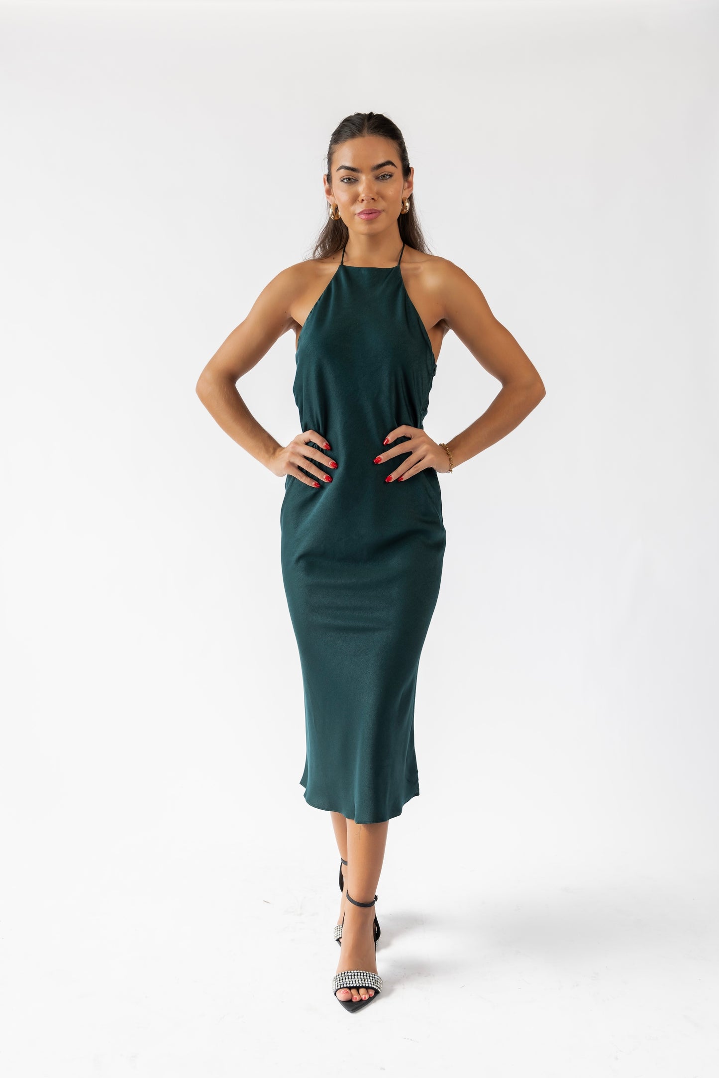 Amiri Green Satin Halter Maxi Dress - FINAL SALE