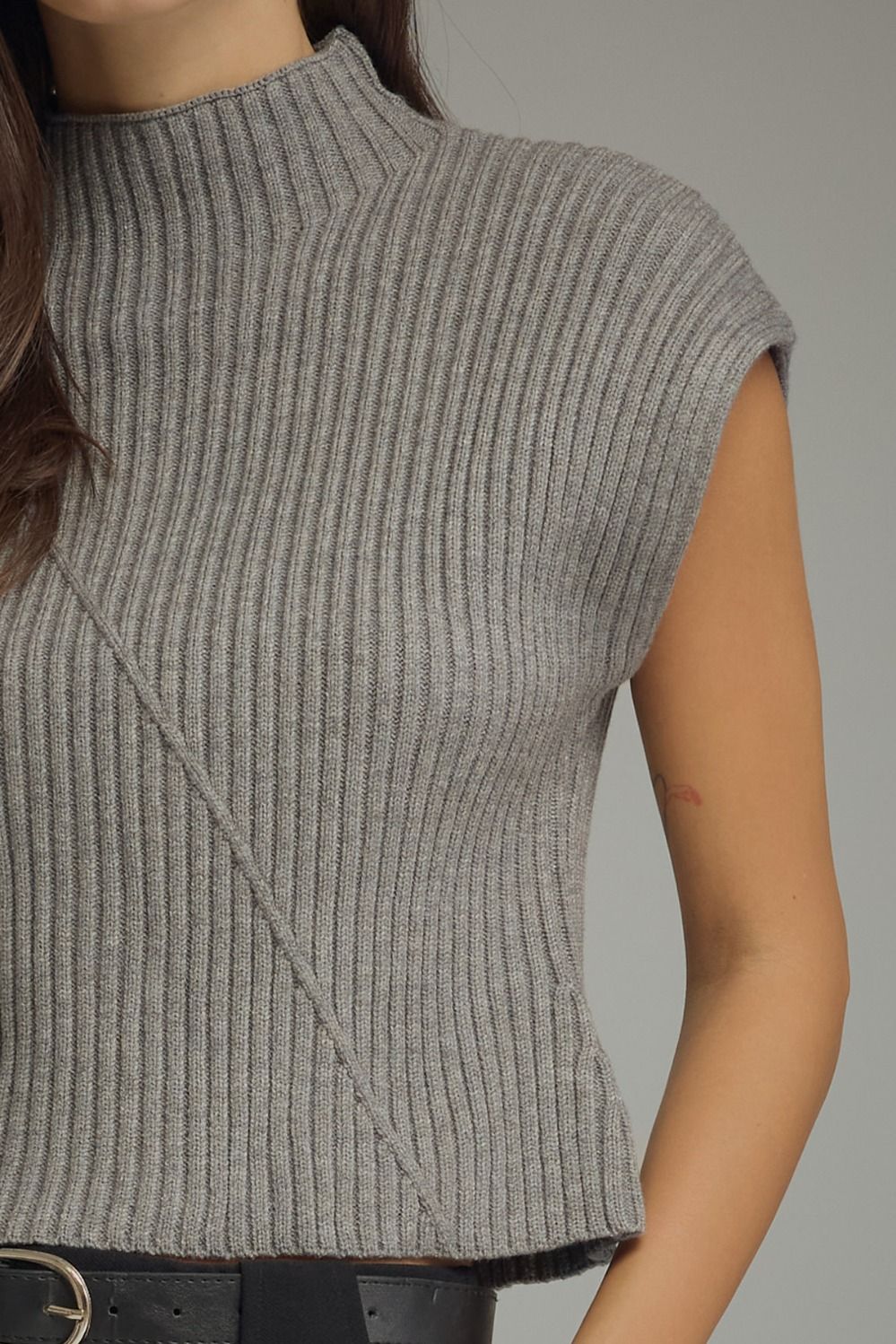 Charlie Grey Ribbed Sweater Vest