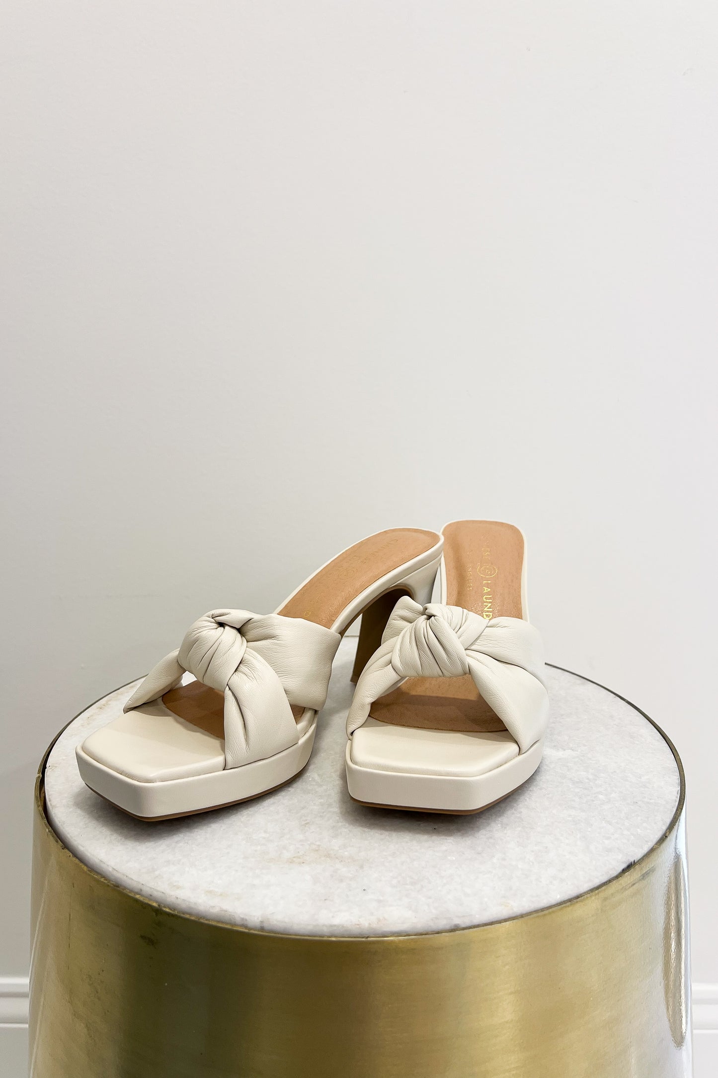 Quinn Bone Faux Leather Heel