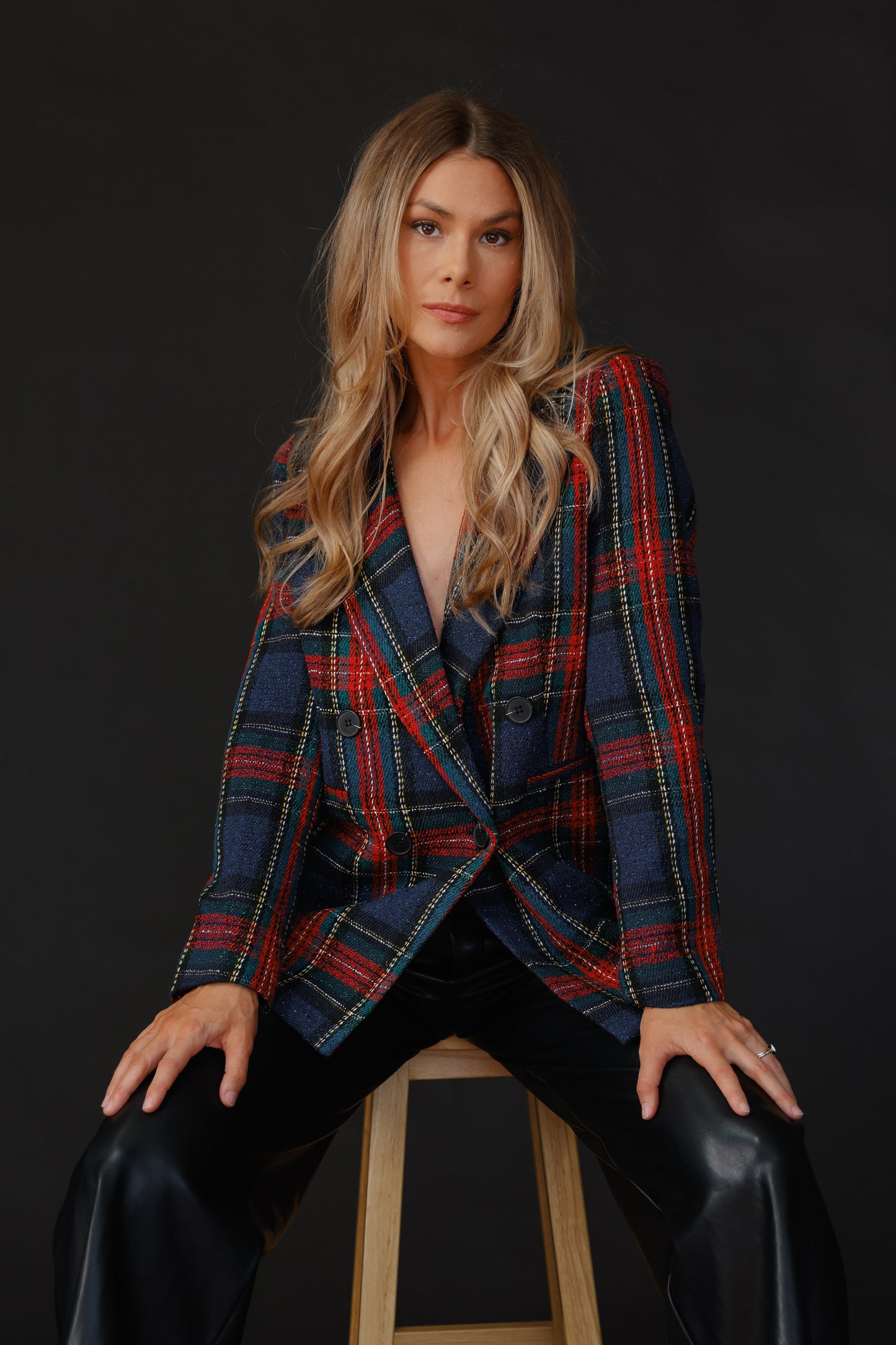 Helen Red Tweed Plaid Blazer - FINAL SALE