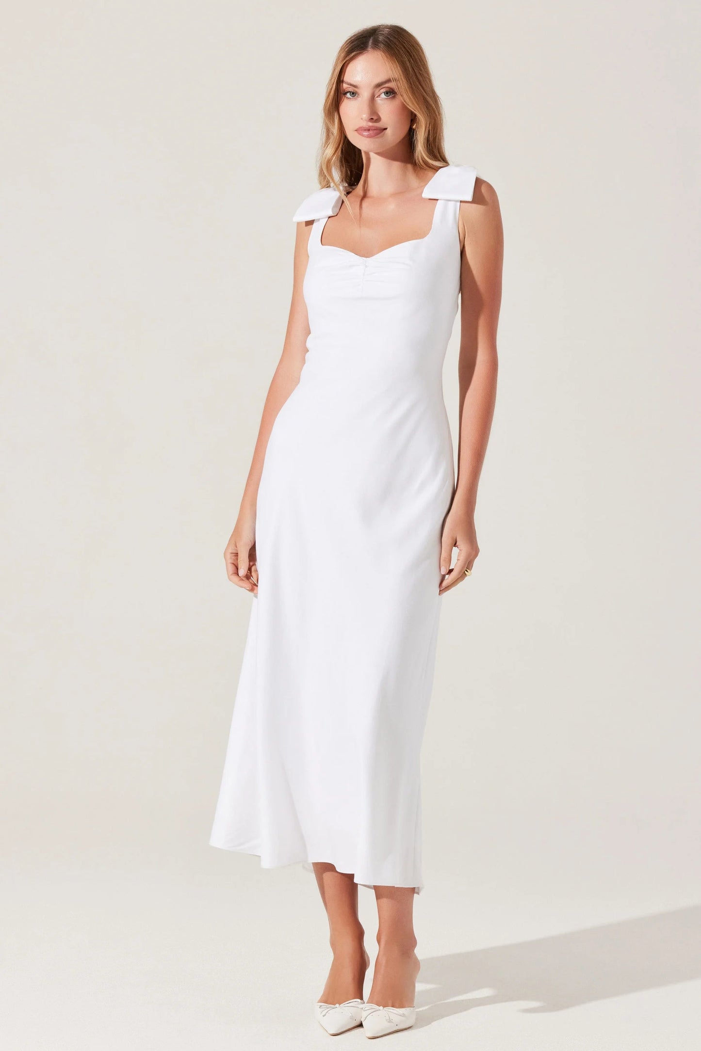 Mirina White Linen Midi Dress