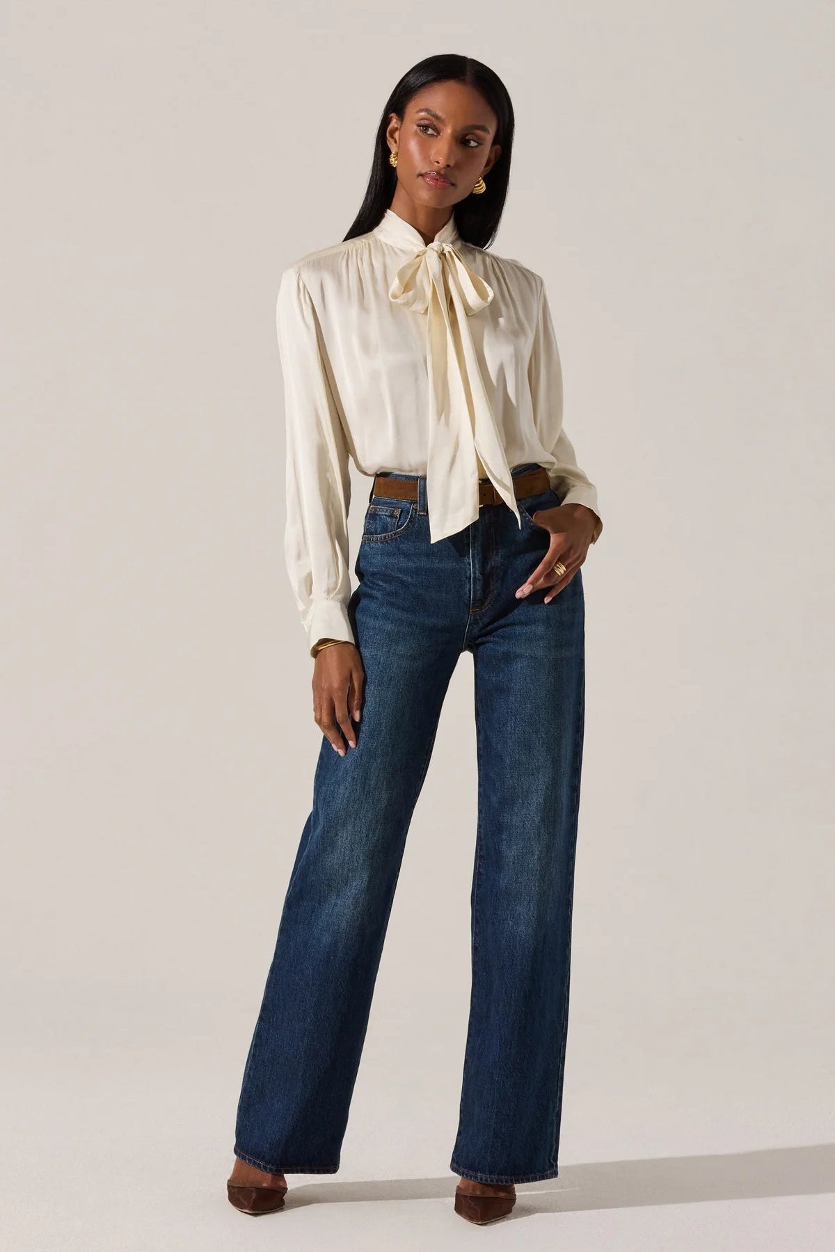 Mabry Cream Satin Tie Top