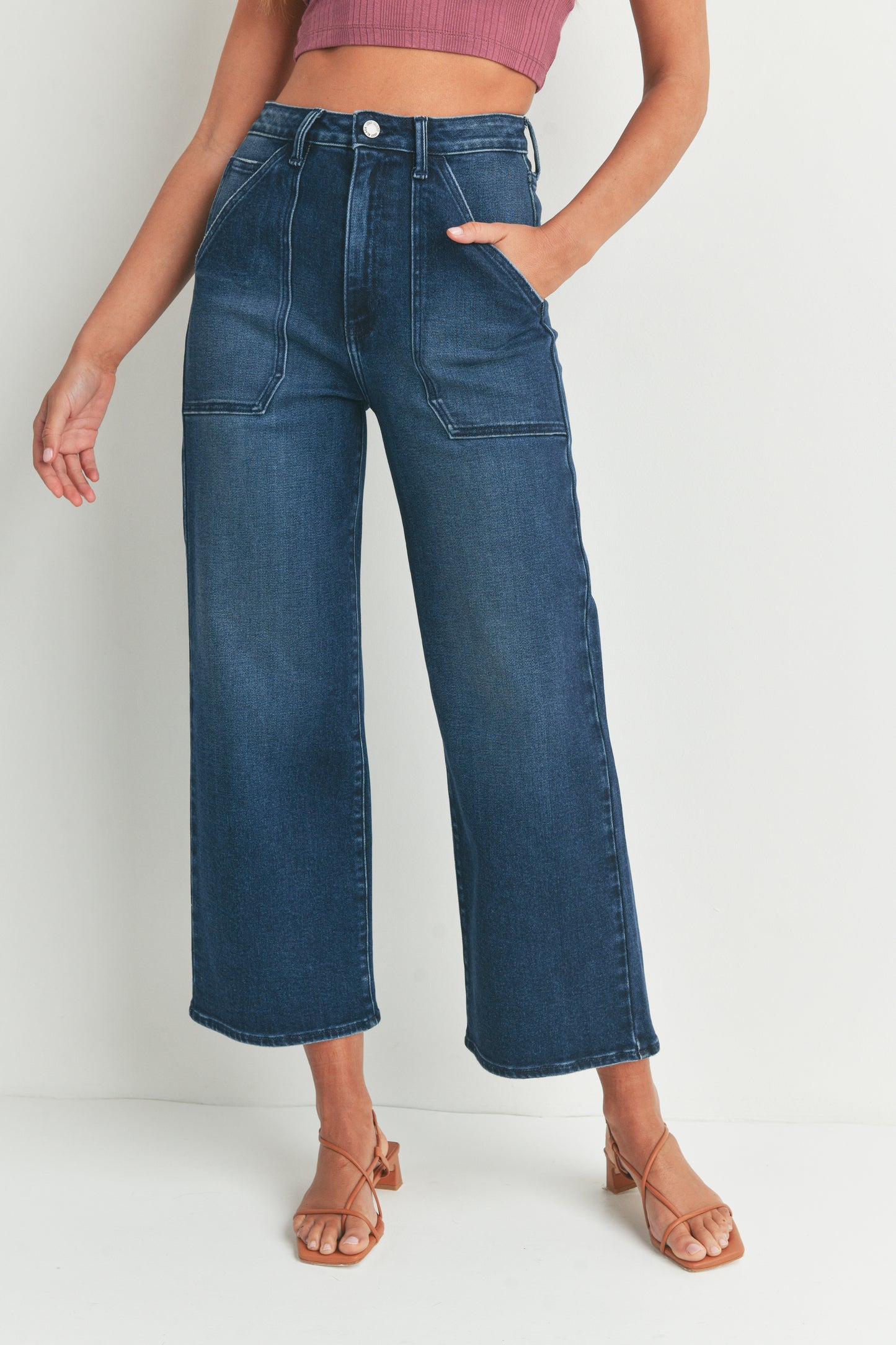 Marney Dark Wash Cargo Wide Leg Denim