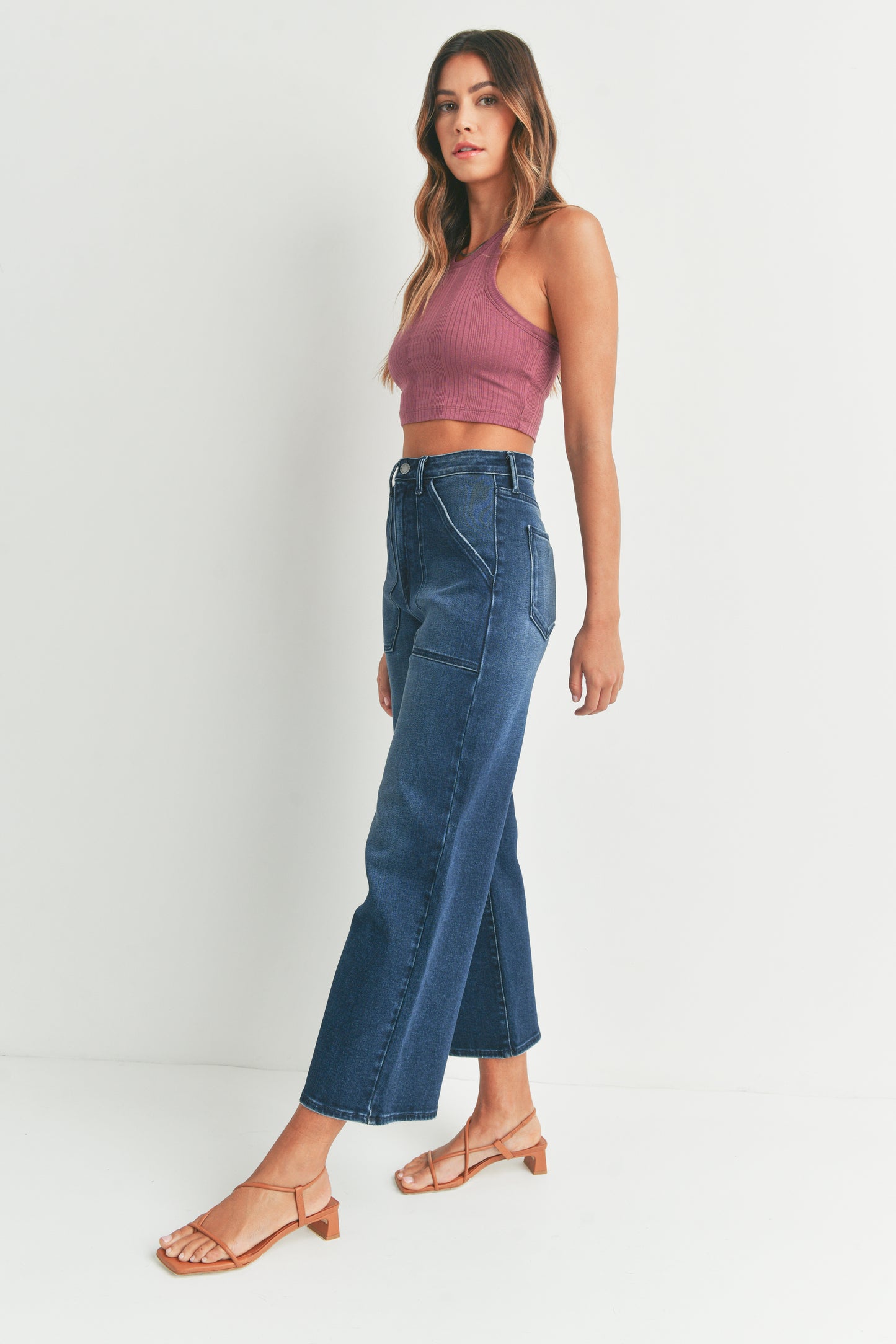 Marney Dark Wash Cargo Wide Leg Denim