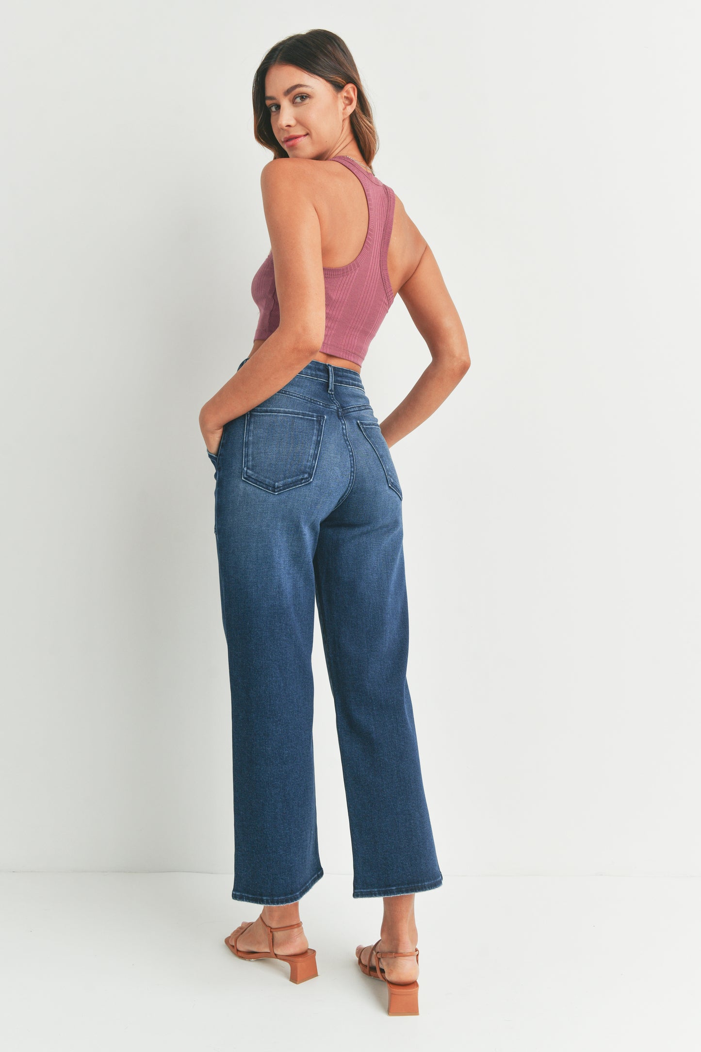 Marney Dark Wash Cargo Wide Leg Denim