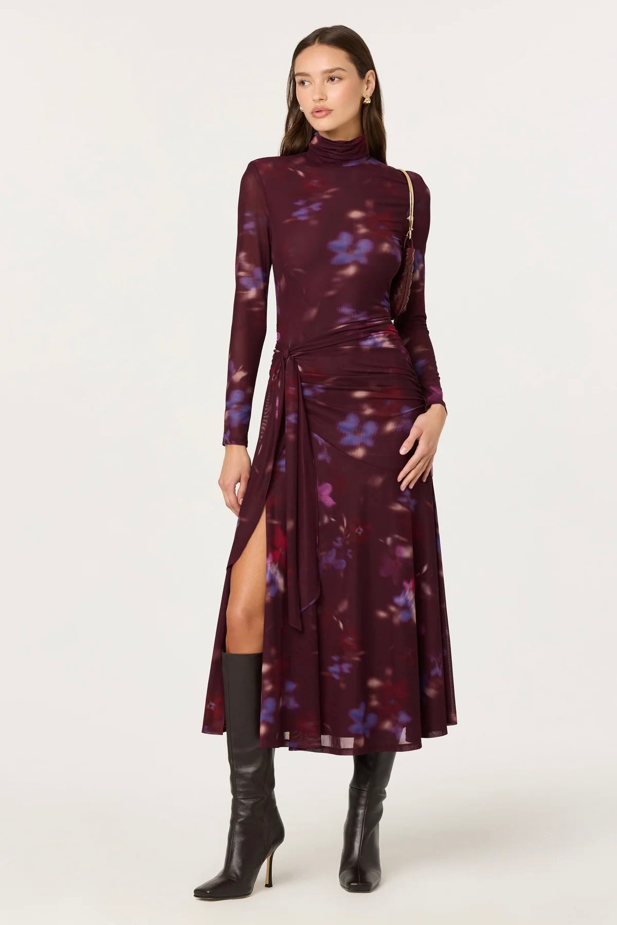 Aubriella Plum Mesh Midi Dress - FINAL SALE