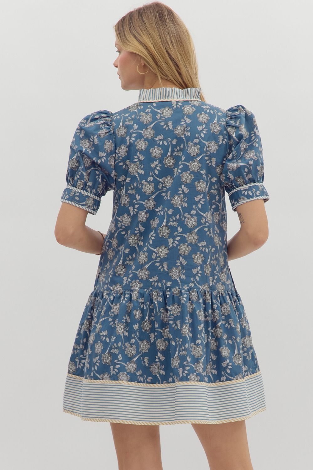 Kinara Blue Floral Mini Dress