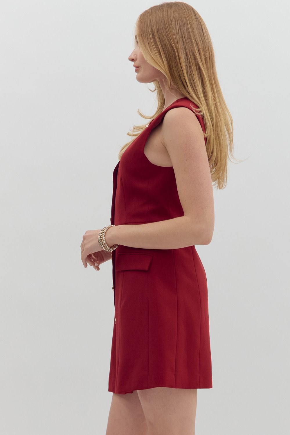 Darla Burgundy Fitted Sleeveless Dress