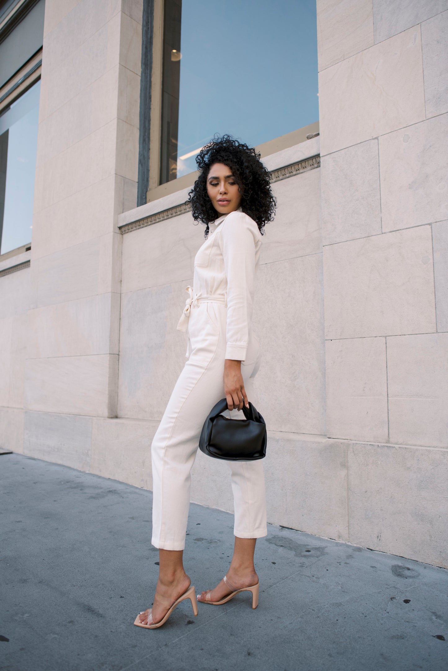 Jump Into Chic Cream Cotton Twill Utility Jumpsuit - FINAL SALE