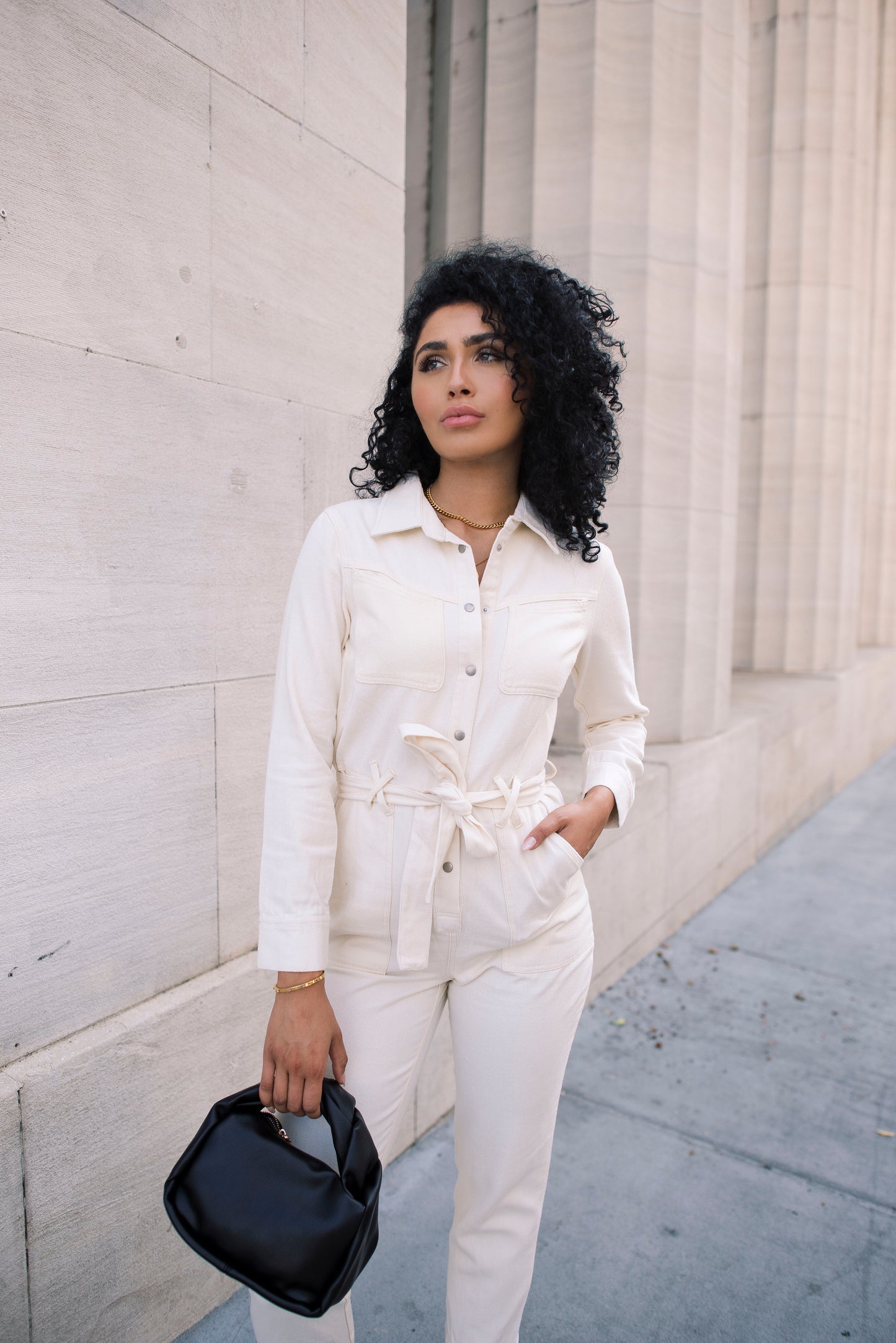 Jump Into Chic Cream Cotton Twill Utility Jumpsuit - FINAL SALE