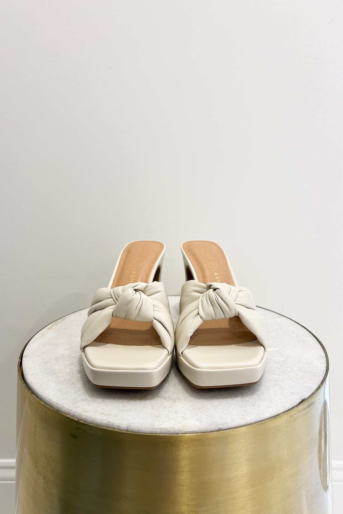 Quinn Bone Faux Leather Heel