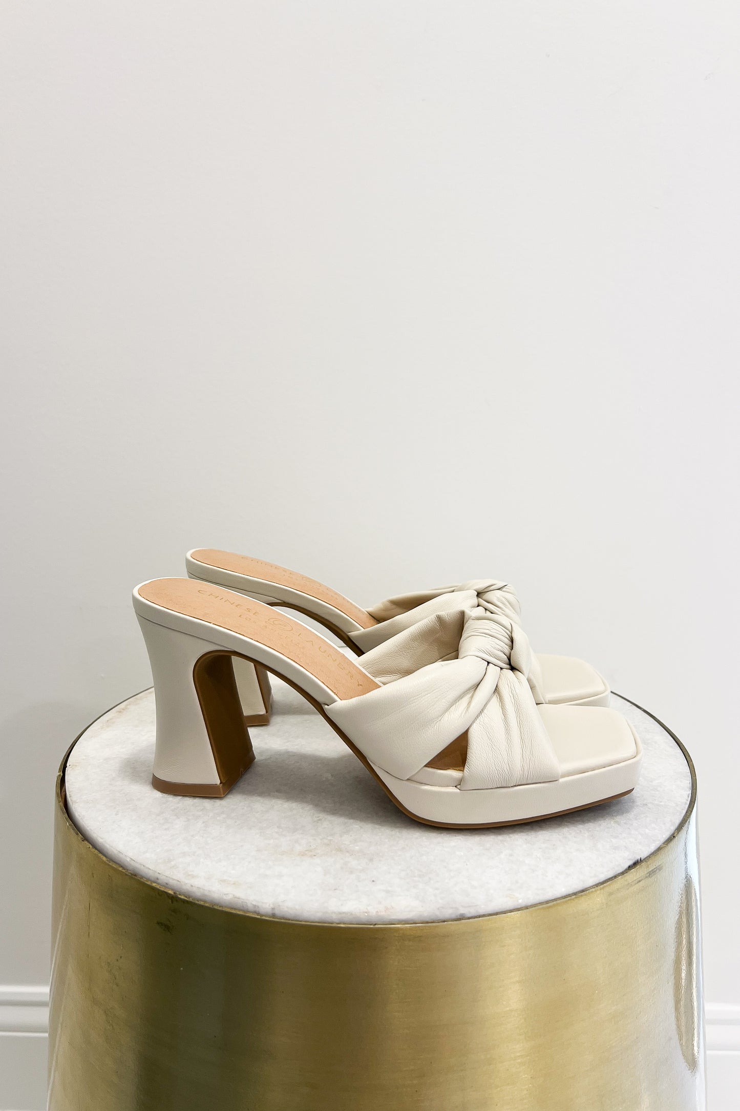 Quinn Bone Faux Leather Heel