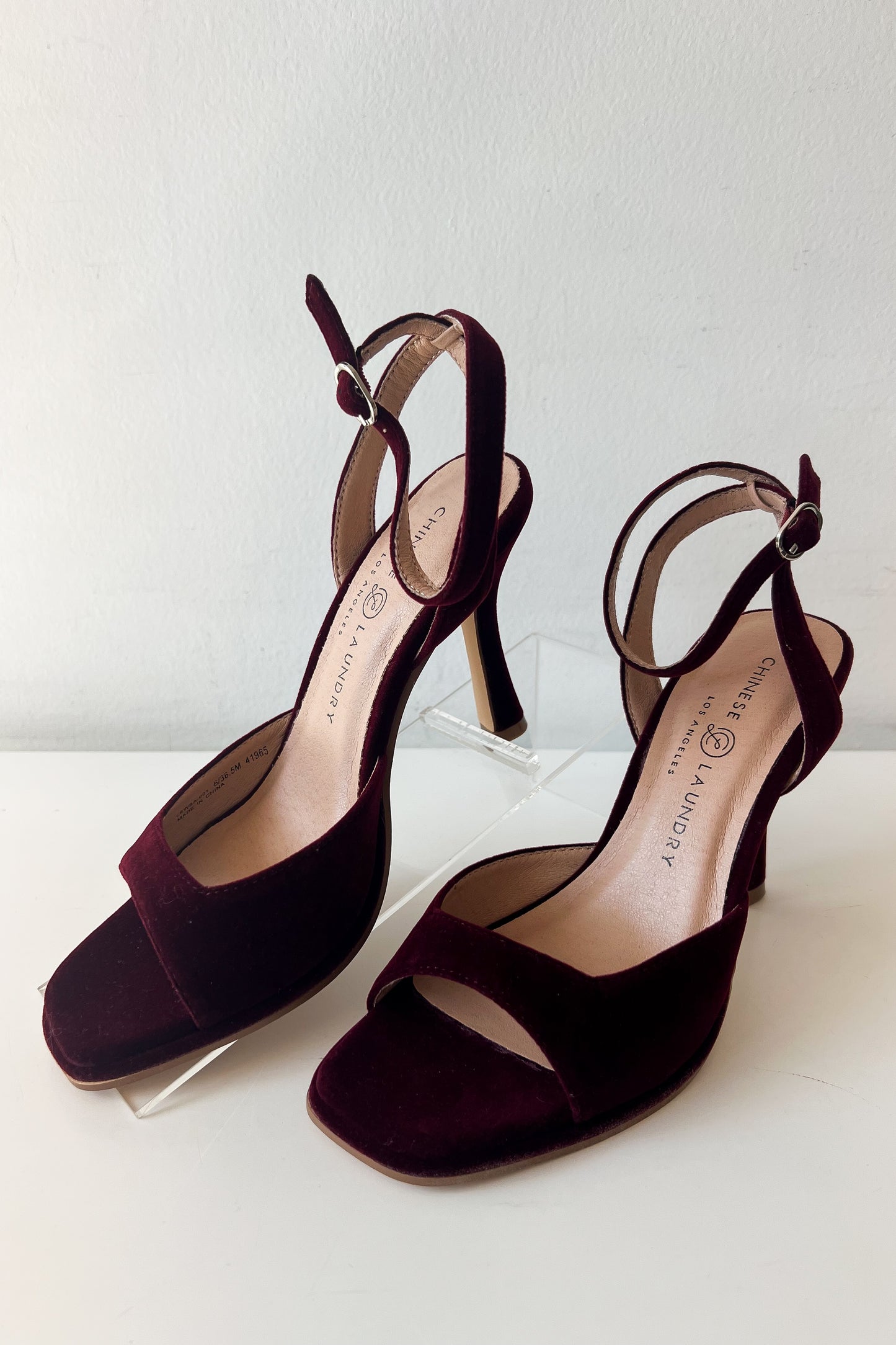 Lynwood Burgundy Velvet Heels - FINAL SALE