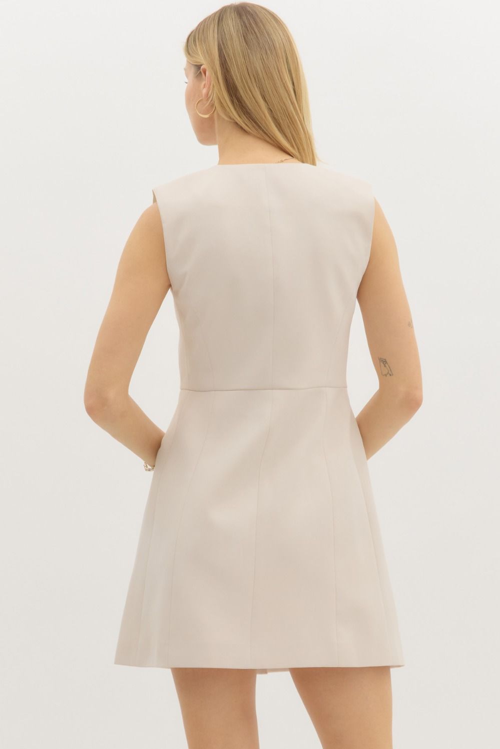 Darla Cream Fitted Sleeveless Dress