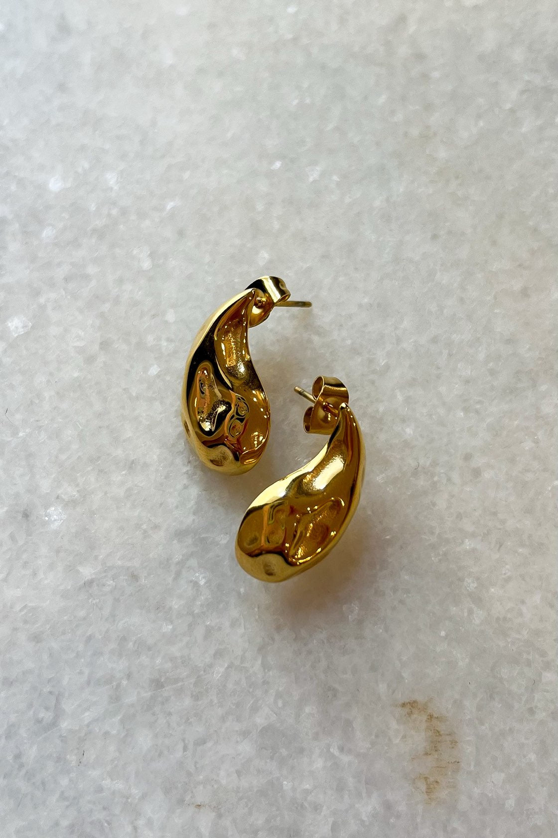 Gold Hammered Teardrop Earrings - FINAL SALE