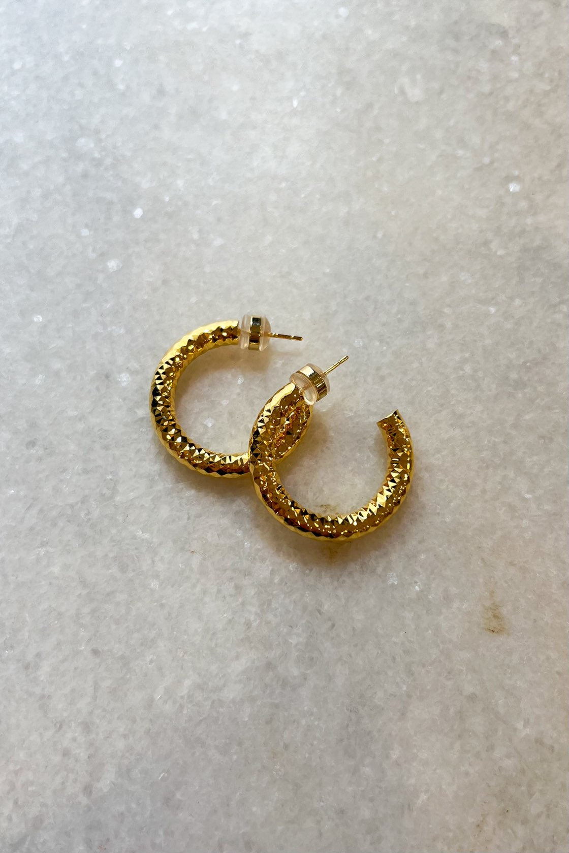 Gold Hammered Hoop Earrings - FINAL SALE