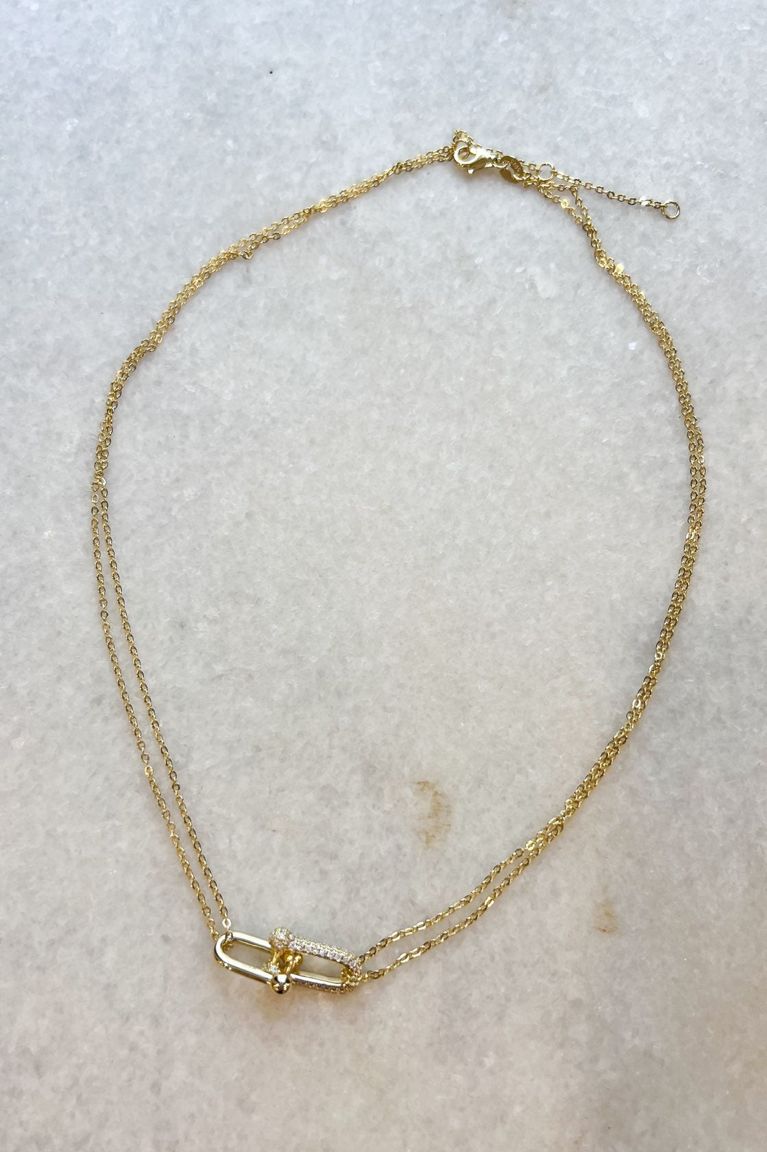 Gold U-Link Pave Nacklace - FINAL SALE