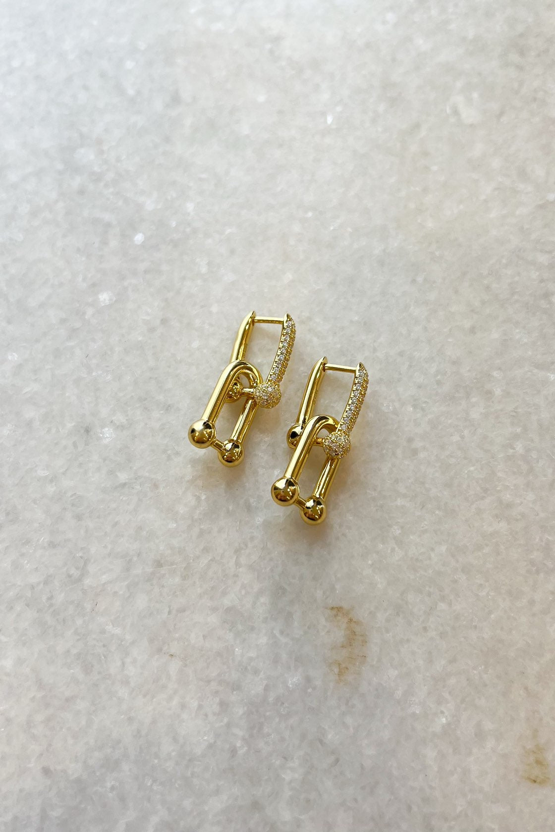 Gold U-Link Pave Earrings - FINAL SALE