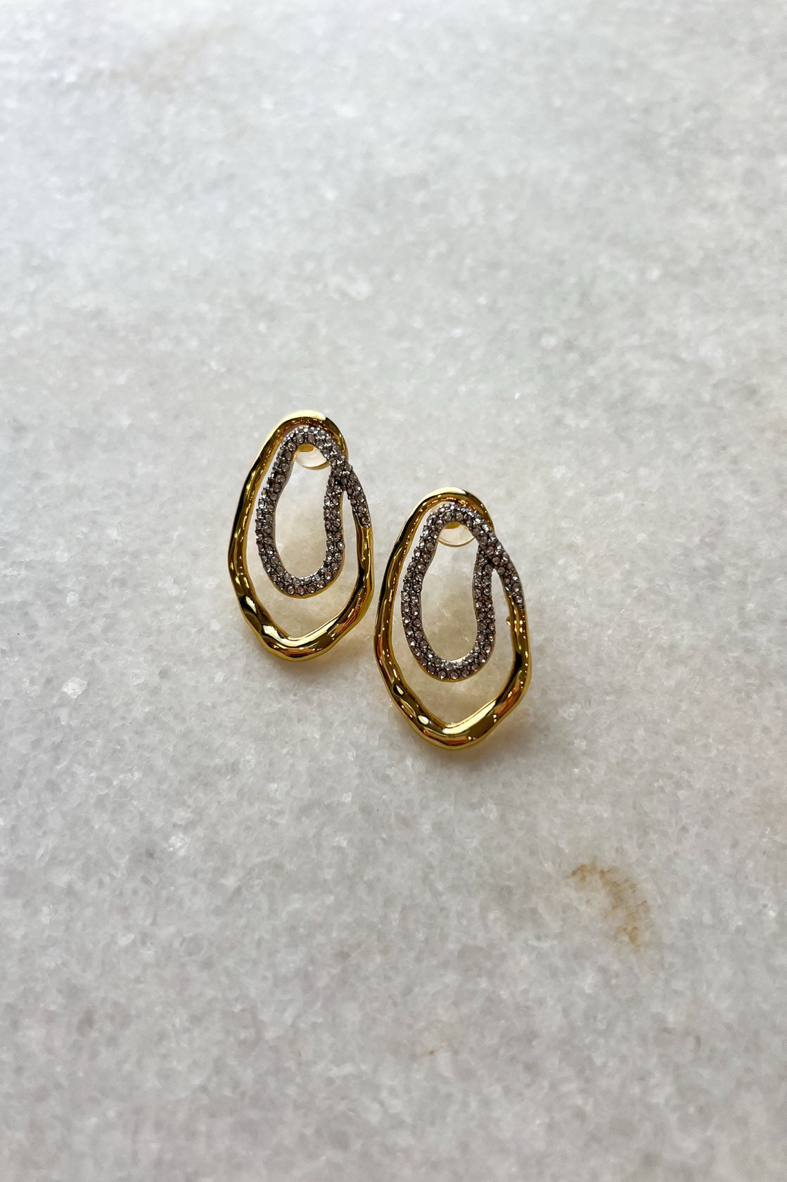Gold Two Tone Pave Earrings - FINAL SALE