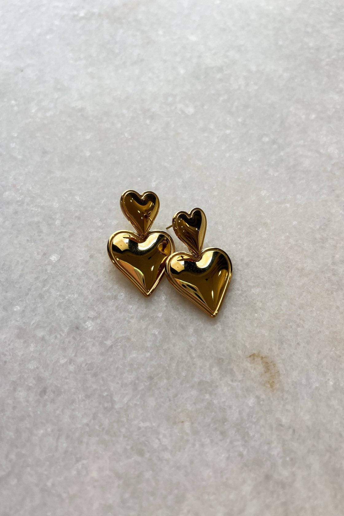 Gold Drop Heart Earrings - FINAL SALE