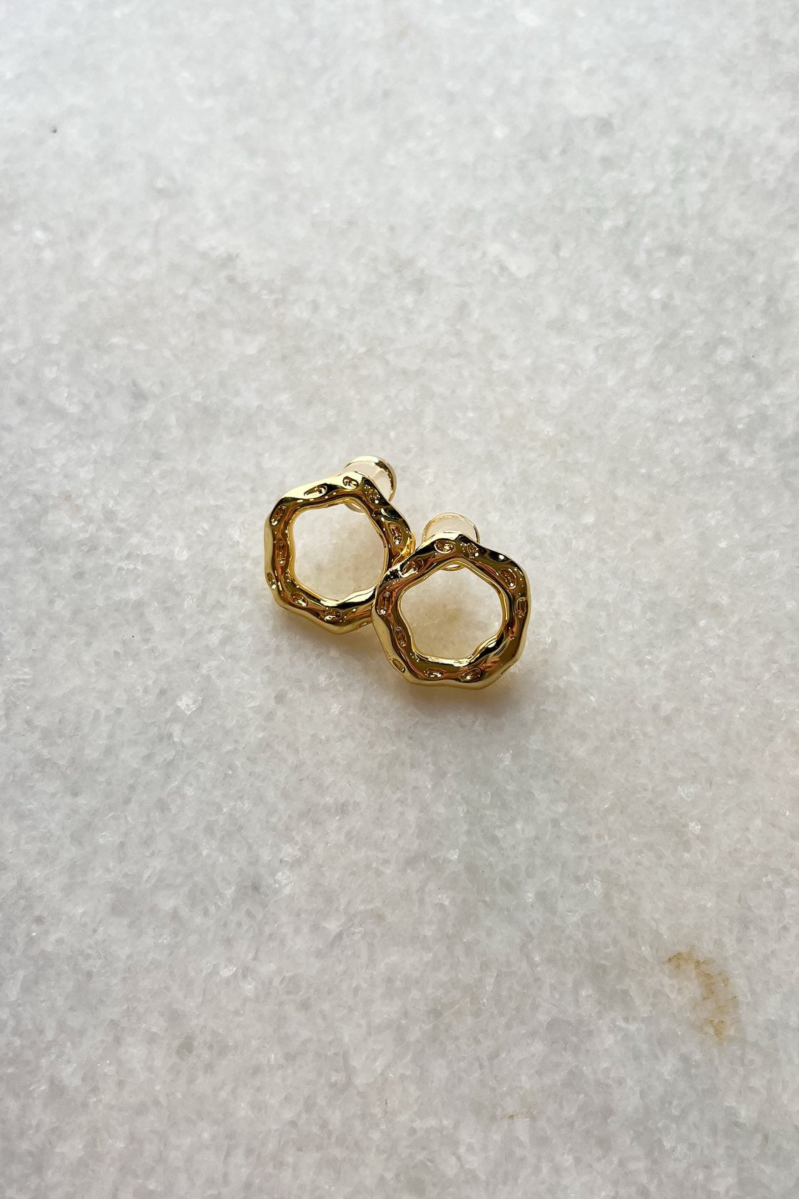 Gold Hammered Hoop Stud Earrings - FINAL SALE