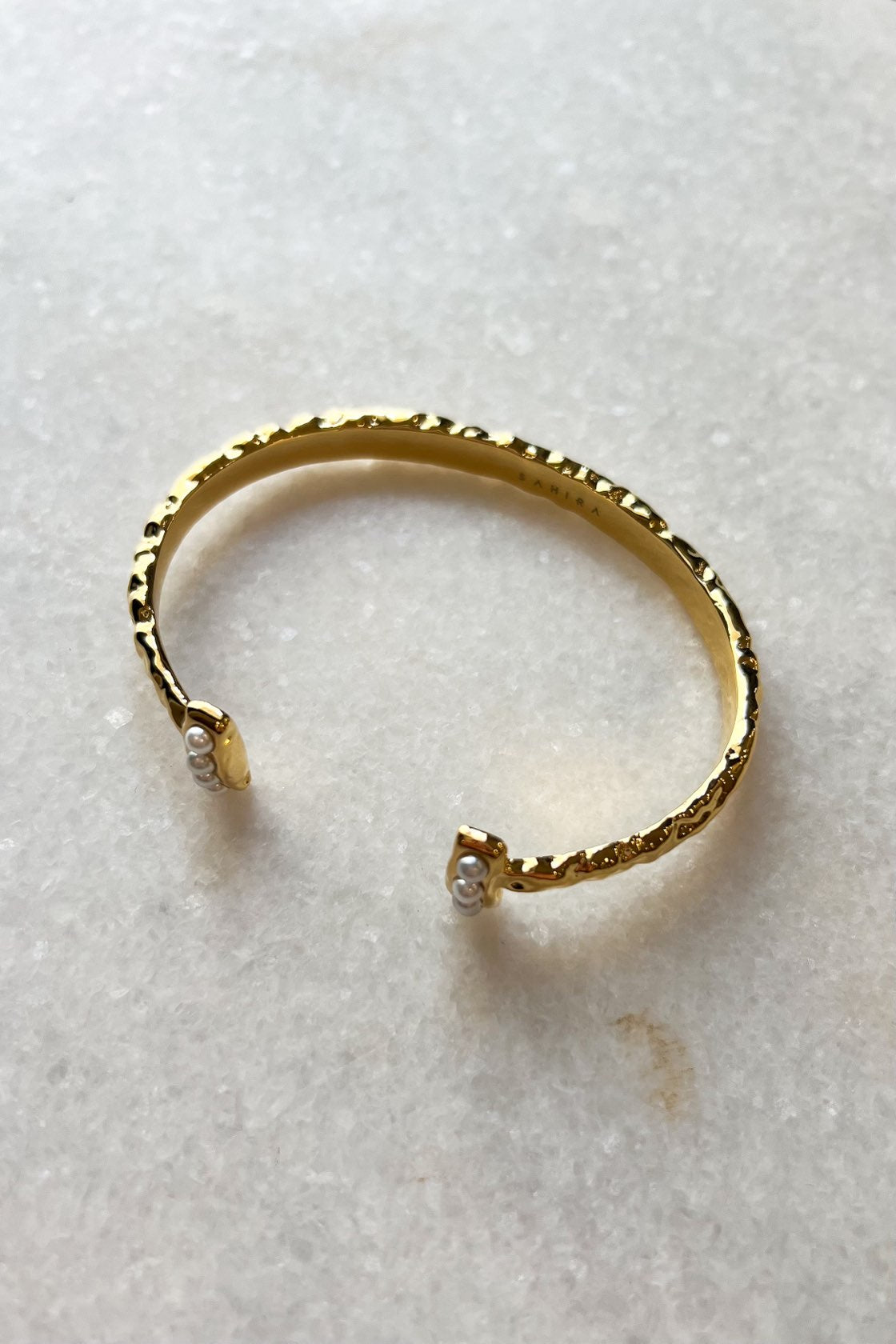 Pearl Accent Hammered Cuff - FINAL SALE