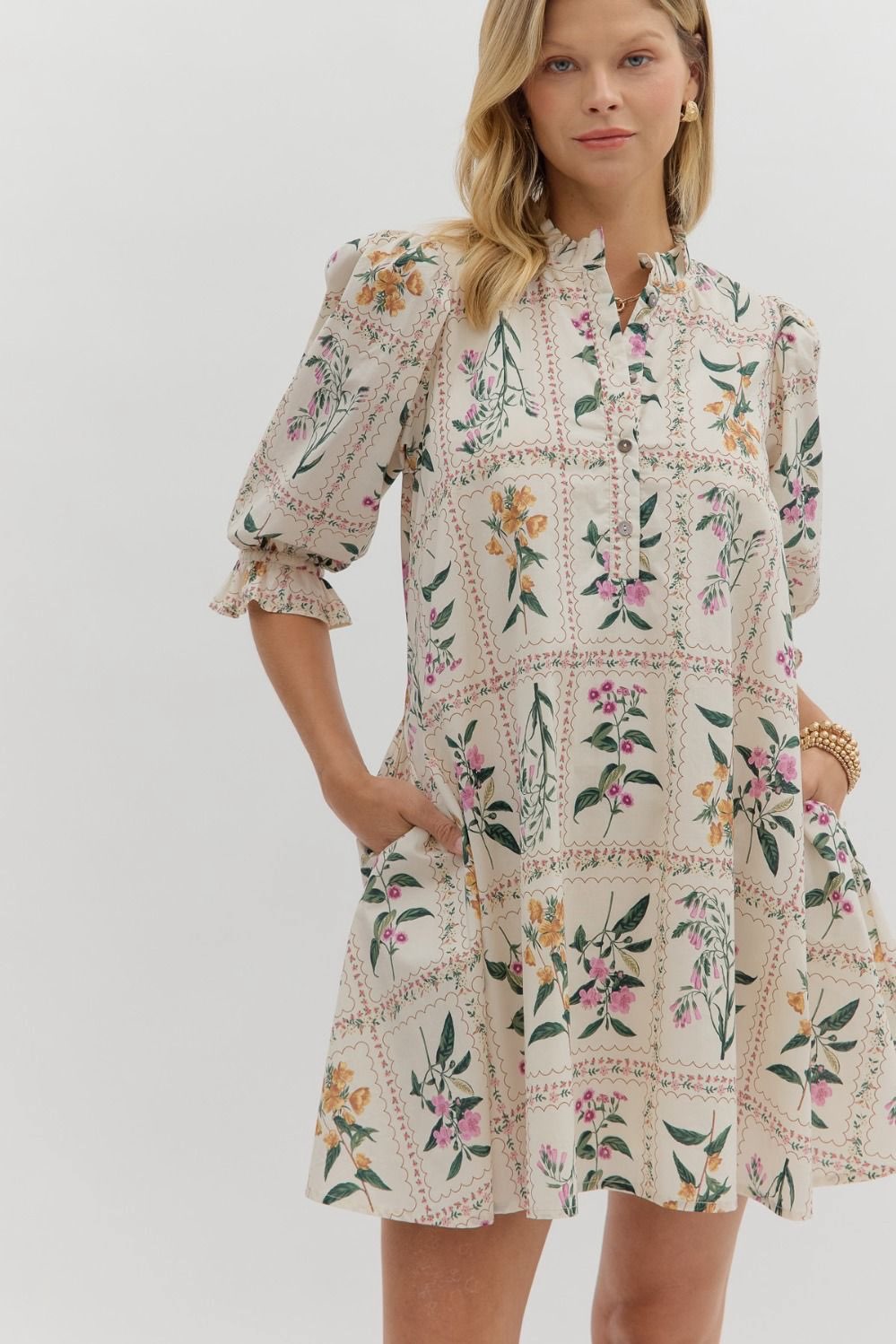 Lolita Ecru Floral Mini Dress