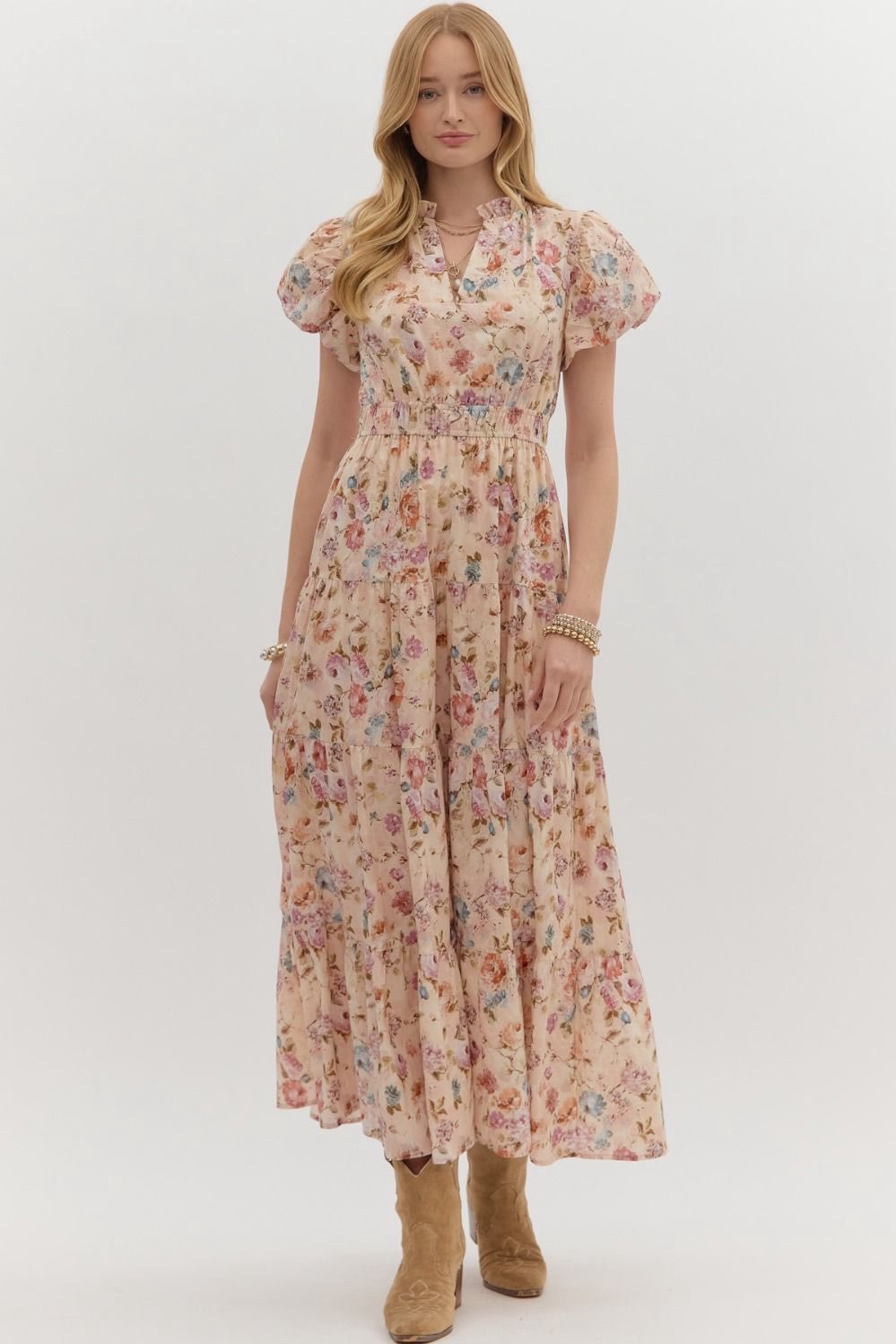 Britton Ecru Floral Maxi Dress