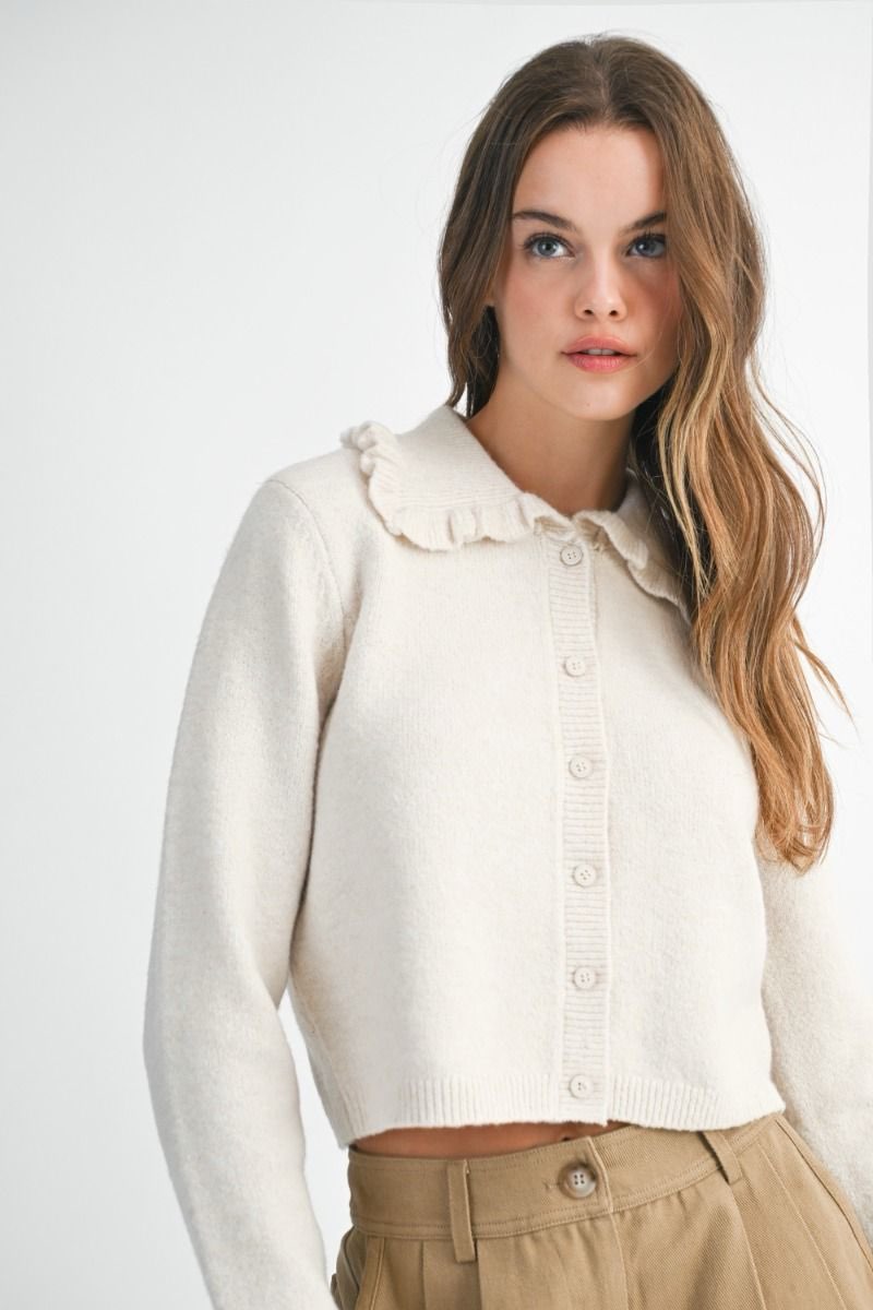 Santos Cream Collared Cardigan Sweater