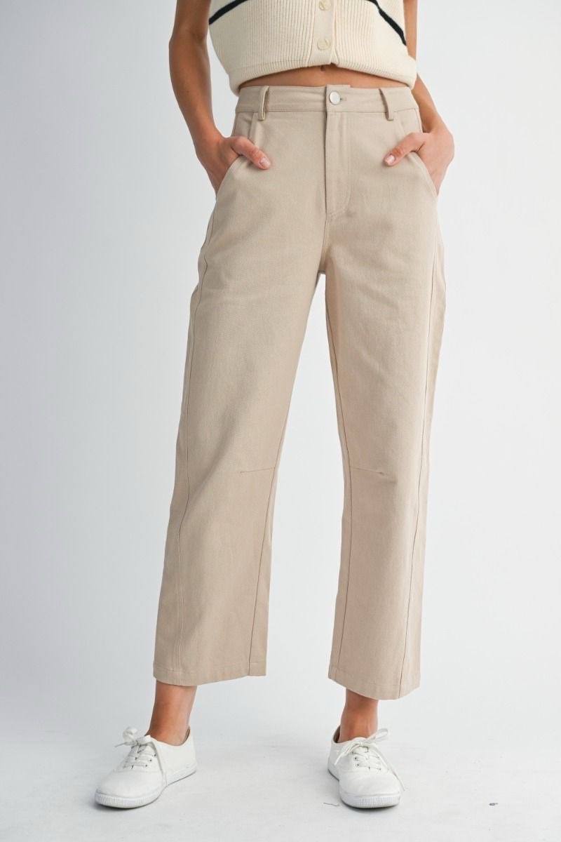 Jaclyn Taupe Barrel Leg Pants